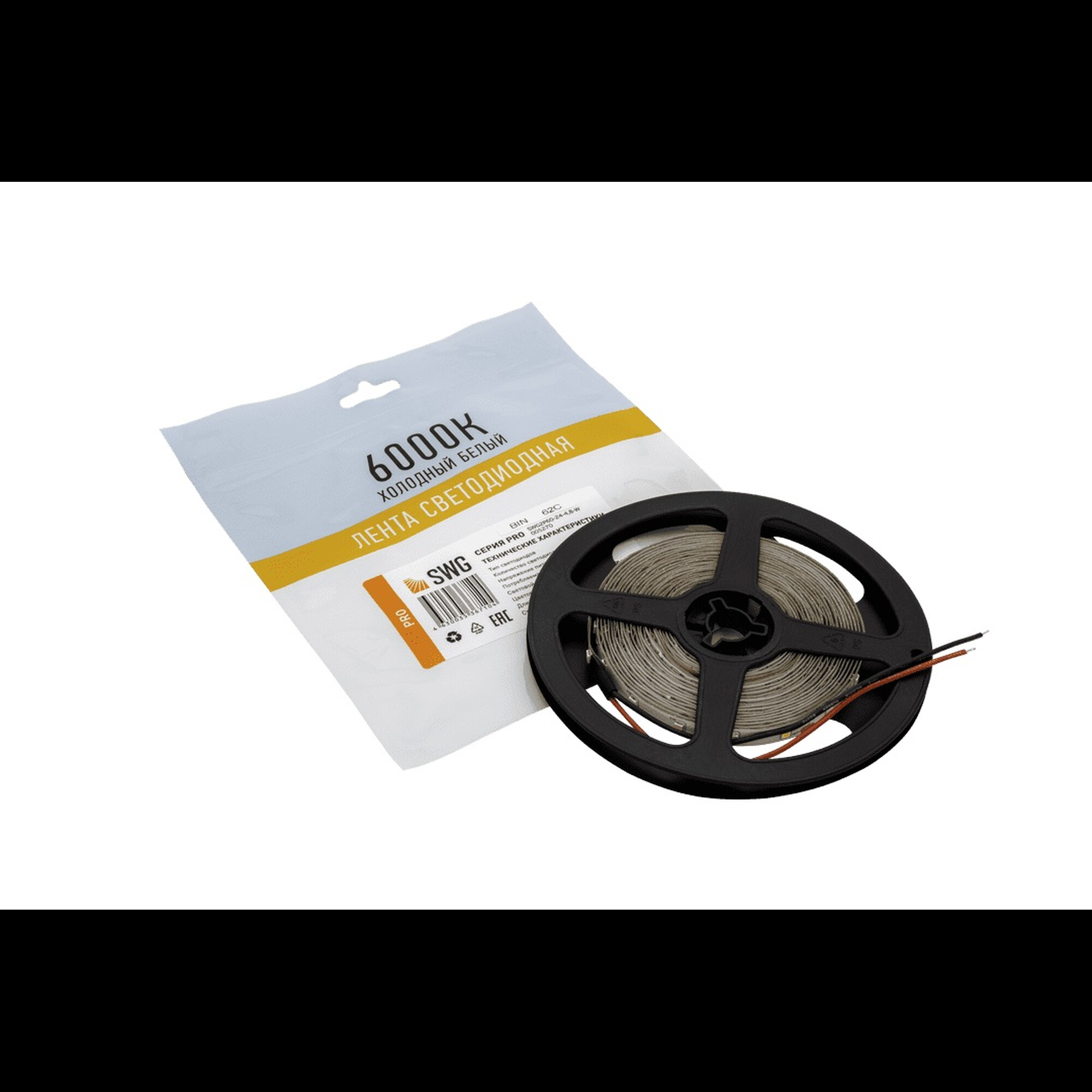 Лента светодиодная ПРО 2835, 60 LED/м, 4,8Вт/м, 24В, IP20, Цвет: Холодный белый (1метр) SWG