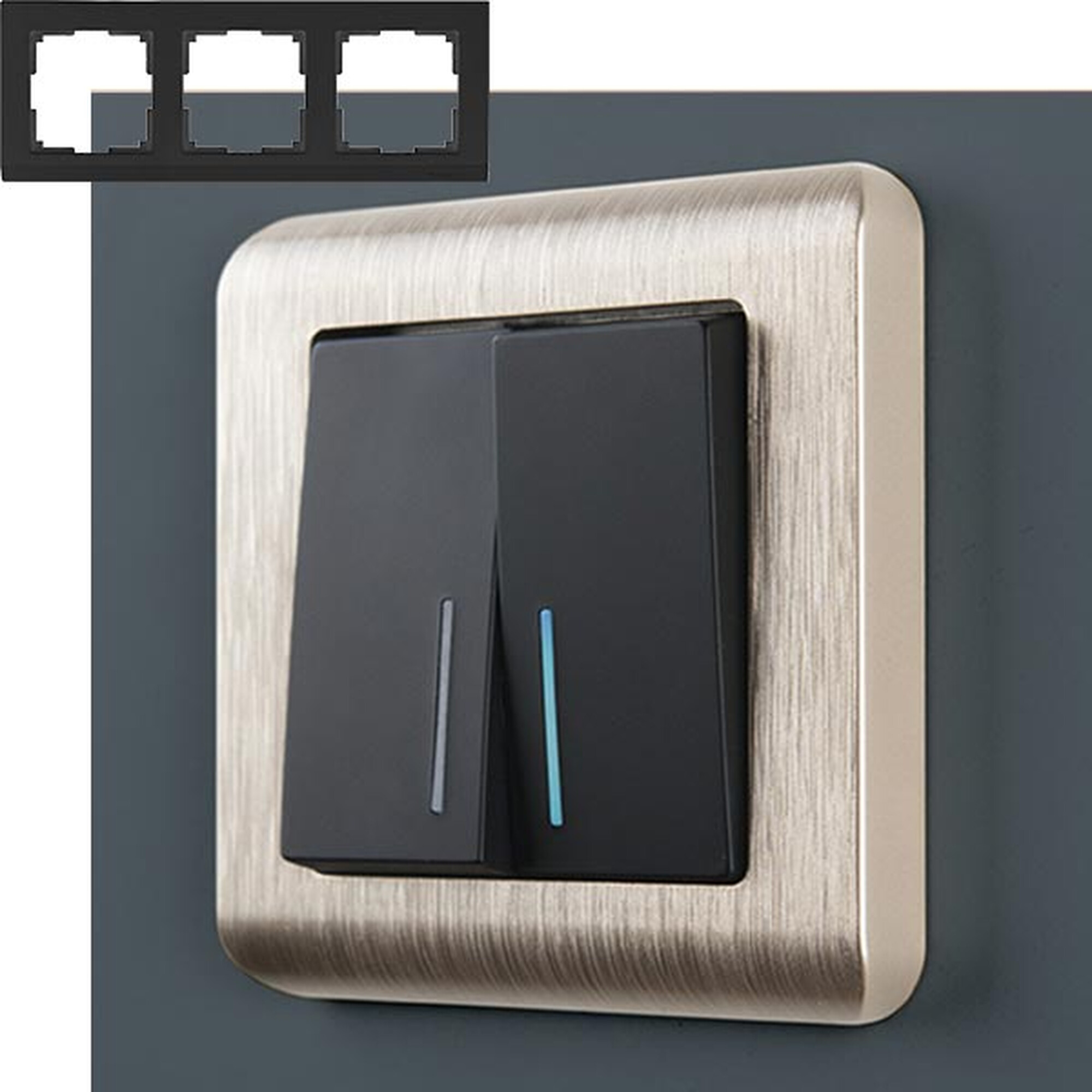 Рамка на 3 поста (шампань) / WL12-Frame-03 (распродажа)