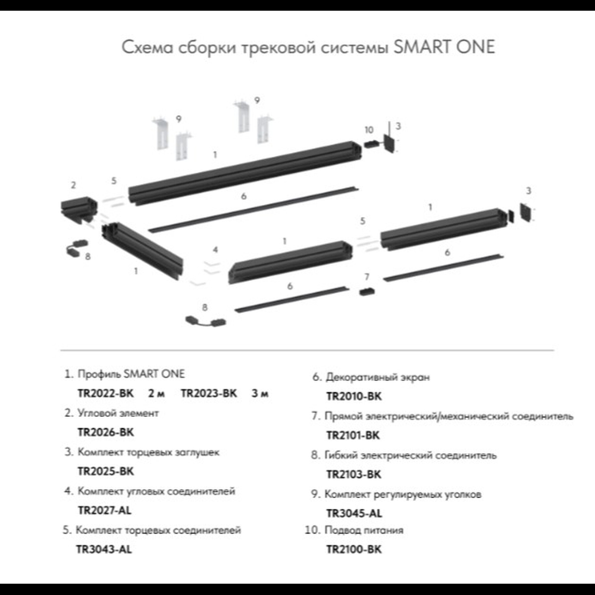 Комплект торцевых заглушек SMART ONE TR2025-BK Denkirs
