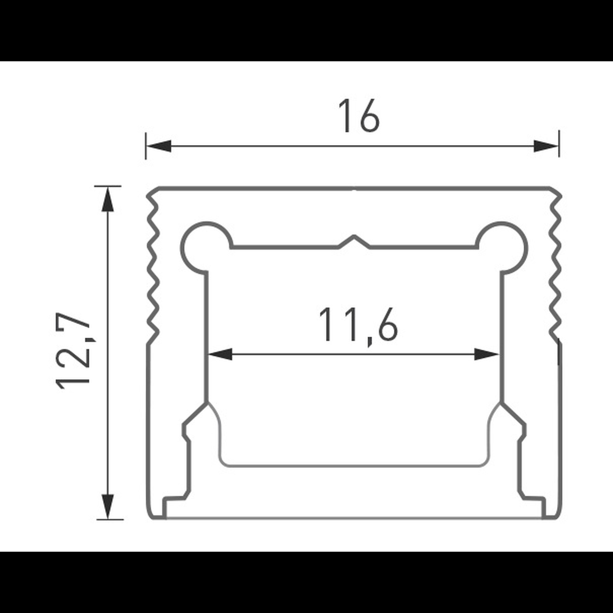 Накладной алюминиевый профиль LS.1613-R для однорядной ленты SWG