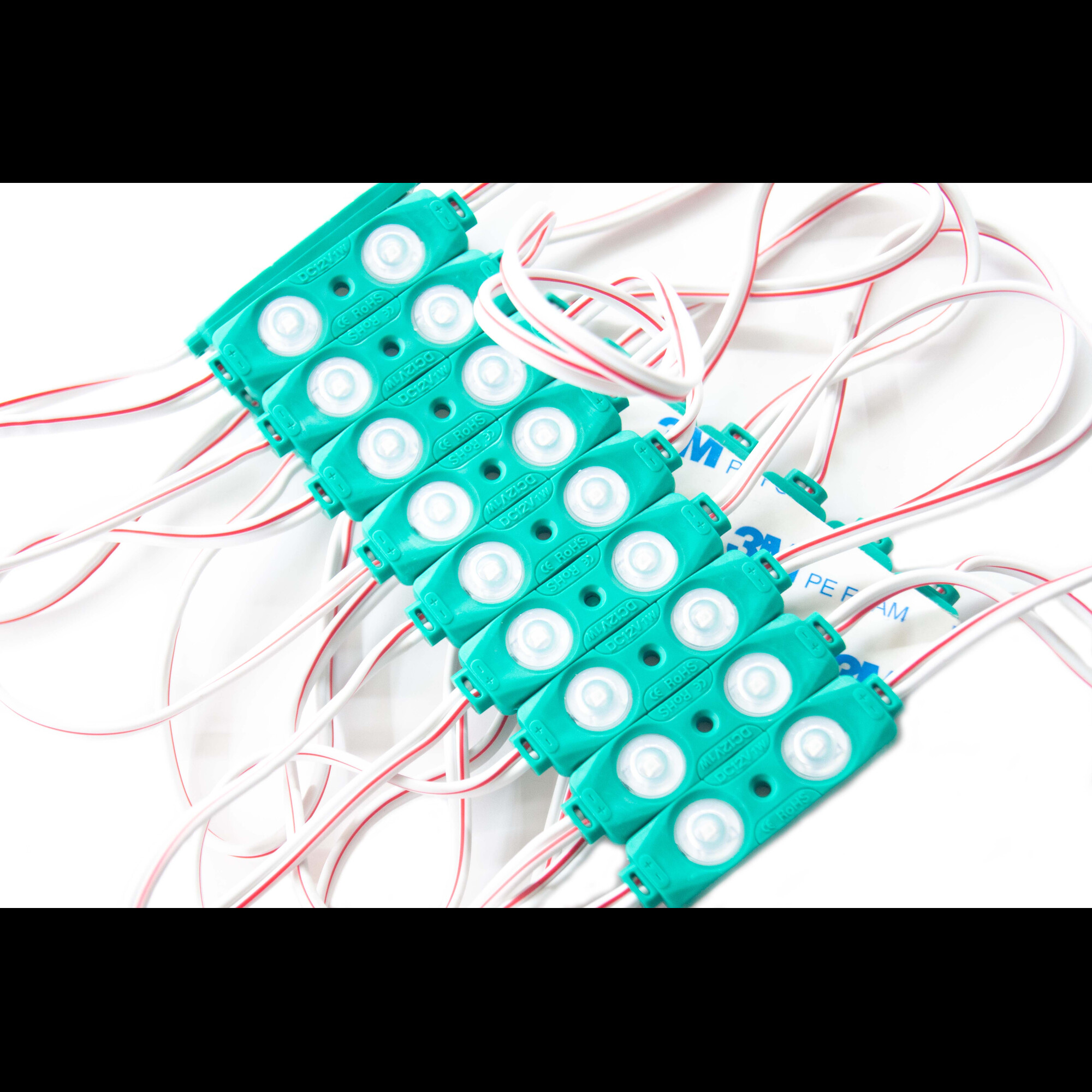 Модуль светодиодный 2 SMD 2835 1Вт 70Лм Зелёный (с линзой 160) 3M -1шт. SignImpress