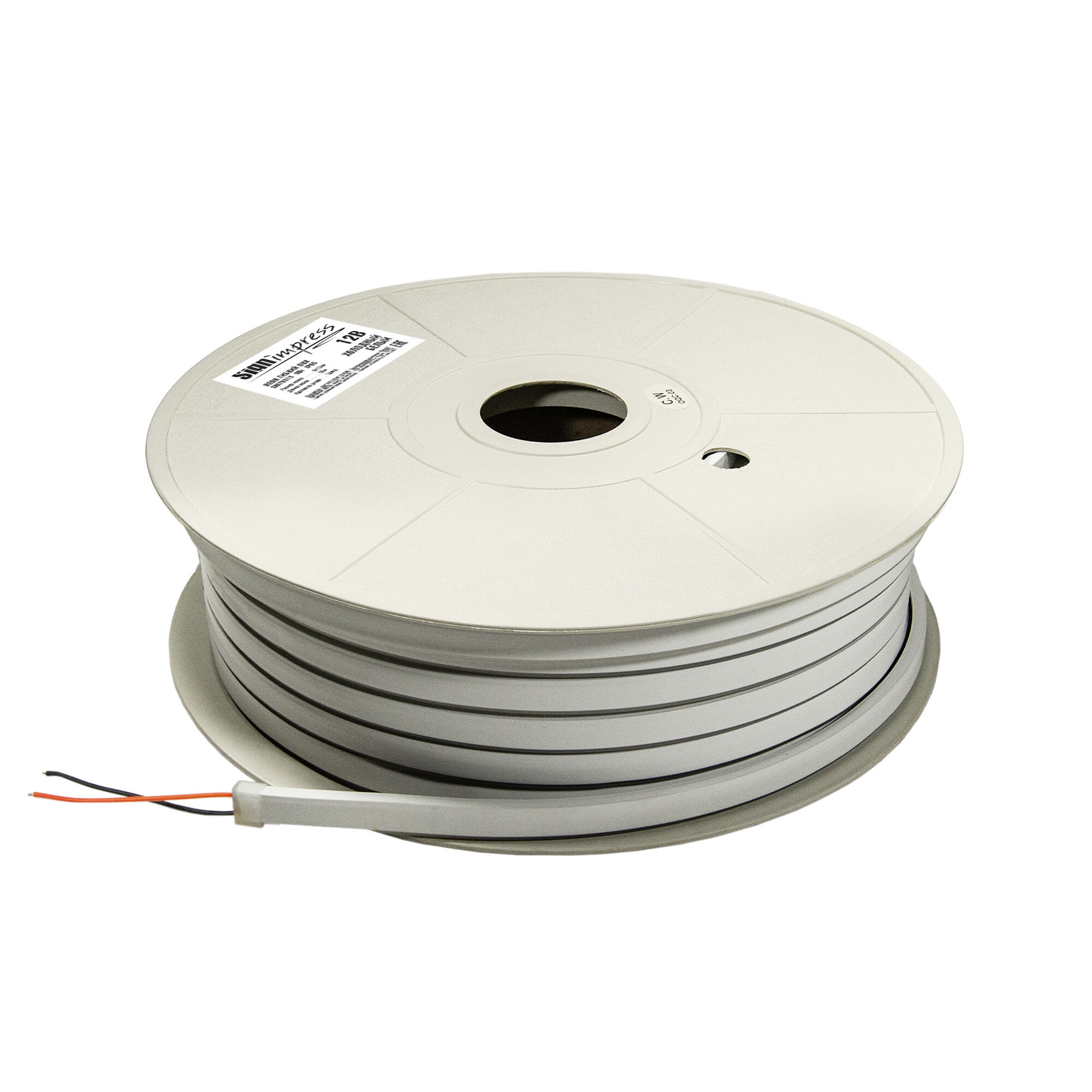 Неон гибкий ПВХ SMD2835 12В 110д/м 9Вт Холодный белый 6*12мм рез1диод IP65 50м SignImpres