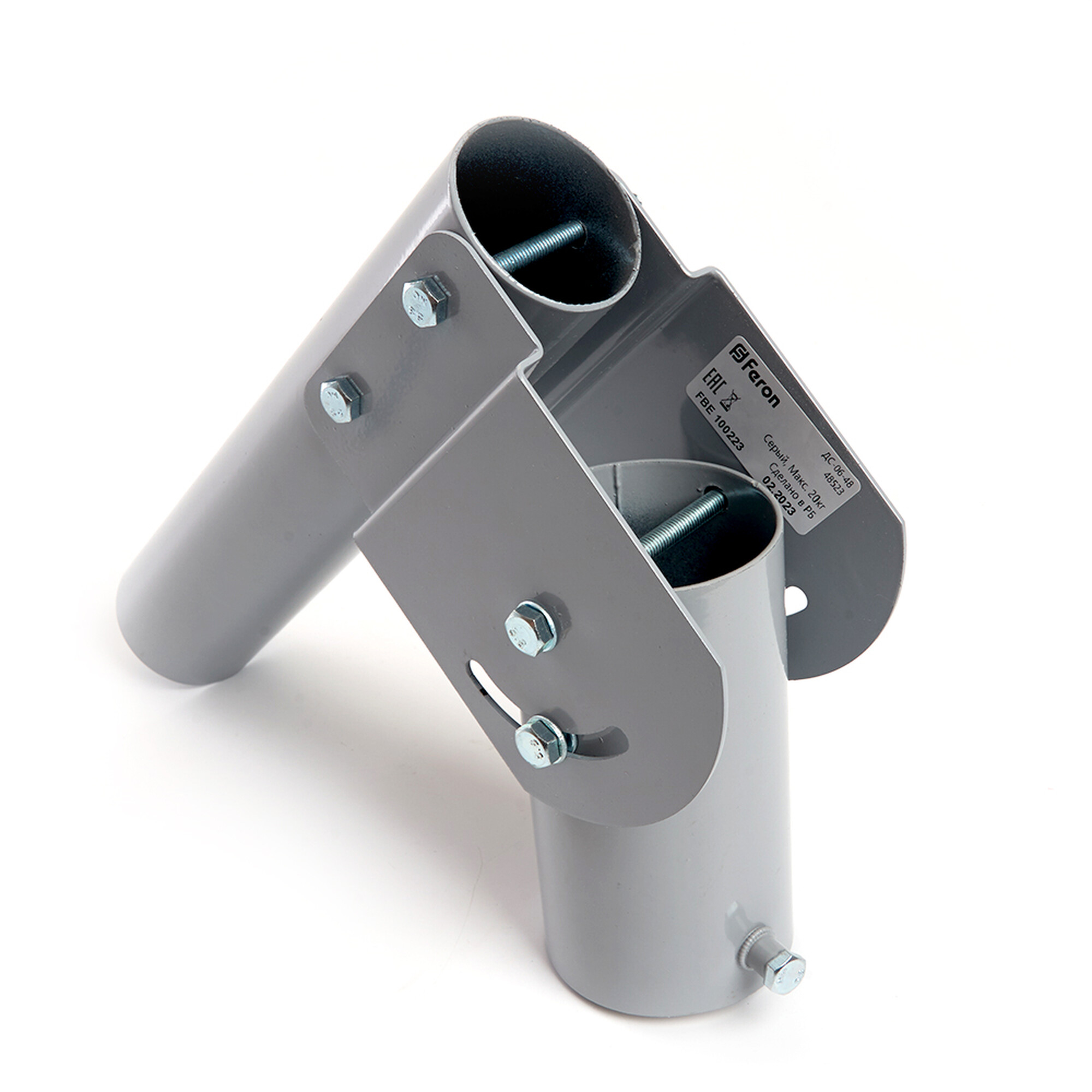 Кронштейн для уличного светильника с переменным углом 230*100*205мм, d48mm, серый, ДС-06-48 Feron