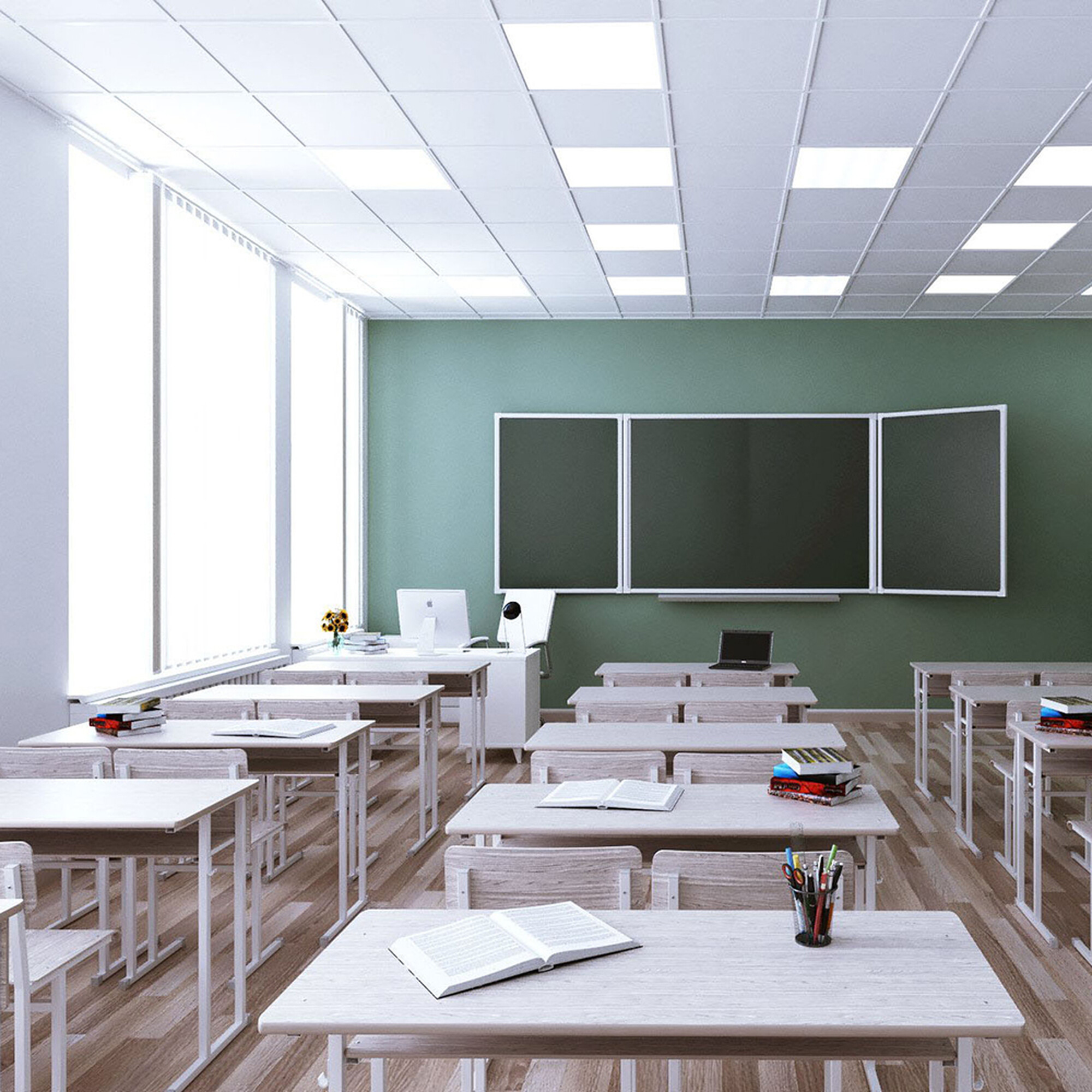 Универсальная светодиодная панель MASTER ДВО 48W-4000К-595х595х40-опал IP40 KZS Feron