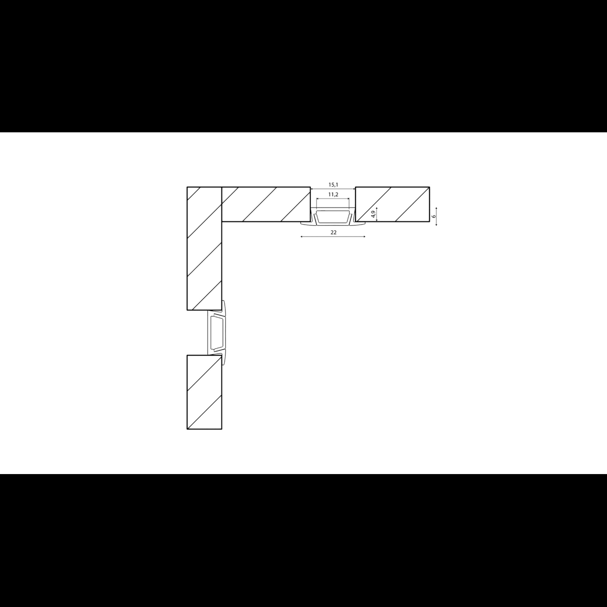 Встраиваемый алюминиевый профиль SWG, черный, RC-2206-BL SWG