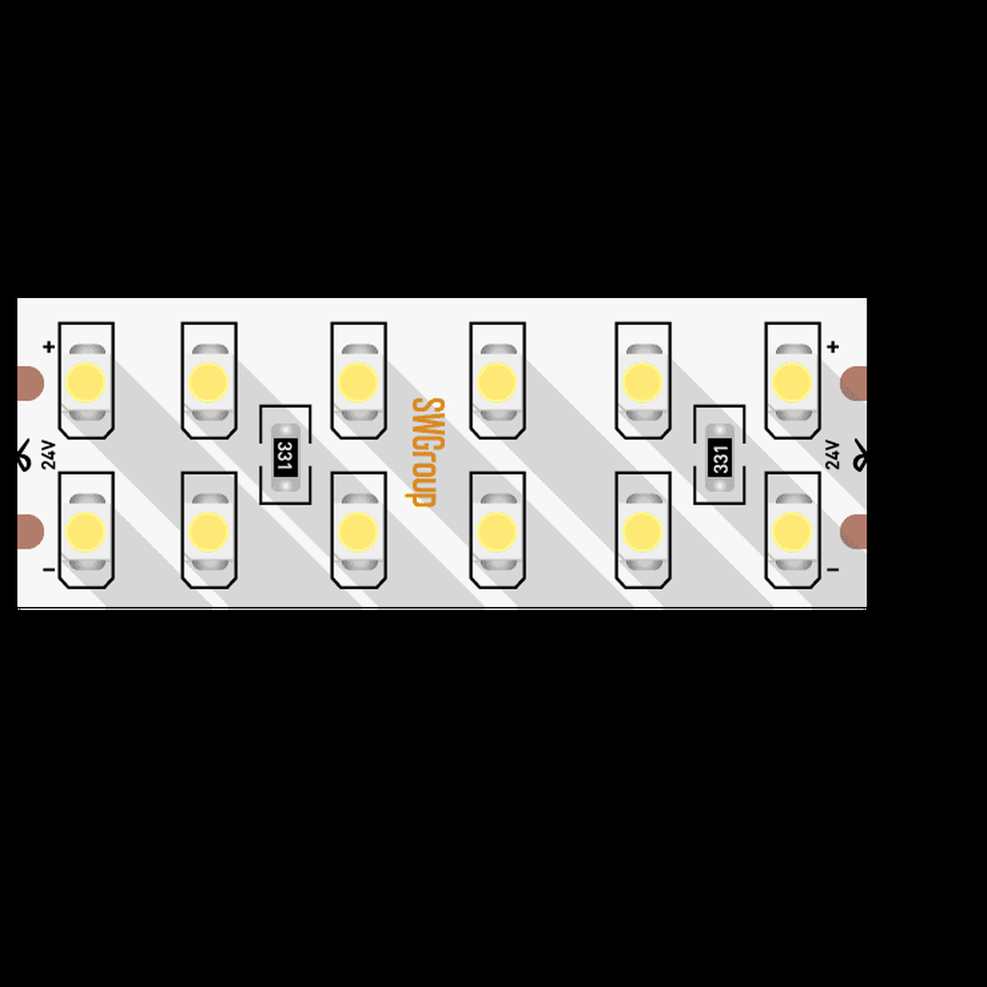 Лента светодиодная стандарт SMD3528 240LED/м 19,2Вт/м 24В IP20 Цвет:Теплый (1метр) SWG (распродажа)
