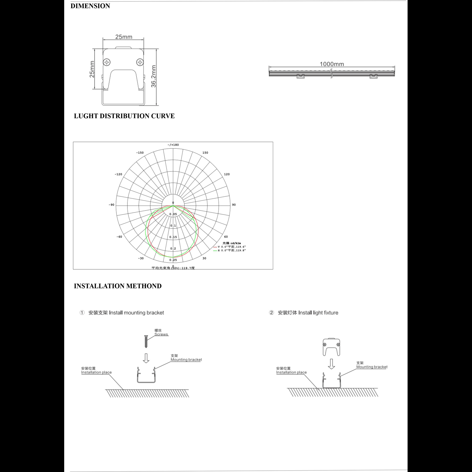 Светильник линейный архитектурный AL-16100-2 RGB (16 pix) DC12V/12W 48шт х SMD5050/IP65 
