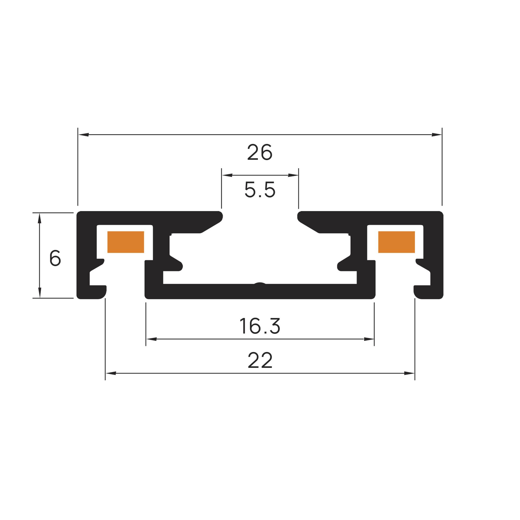 Шинопровод 1фаза накладной Ultra Thin 24/48В для магнитных треков Чёрный 3м SignImpress