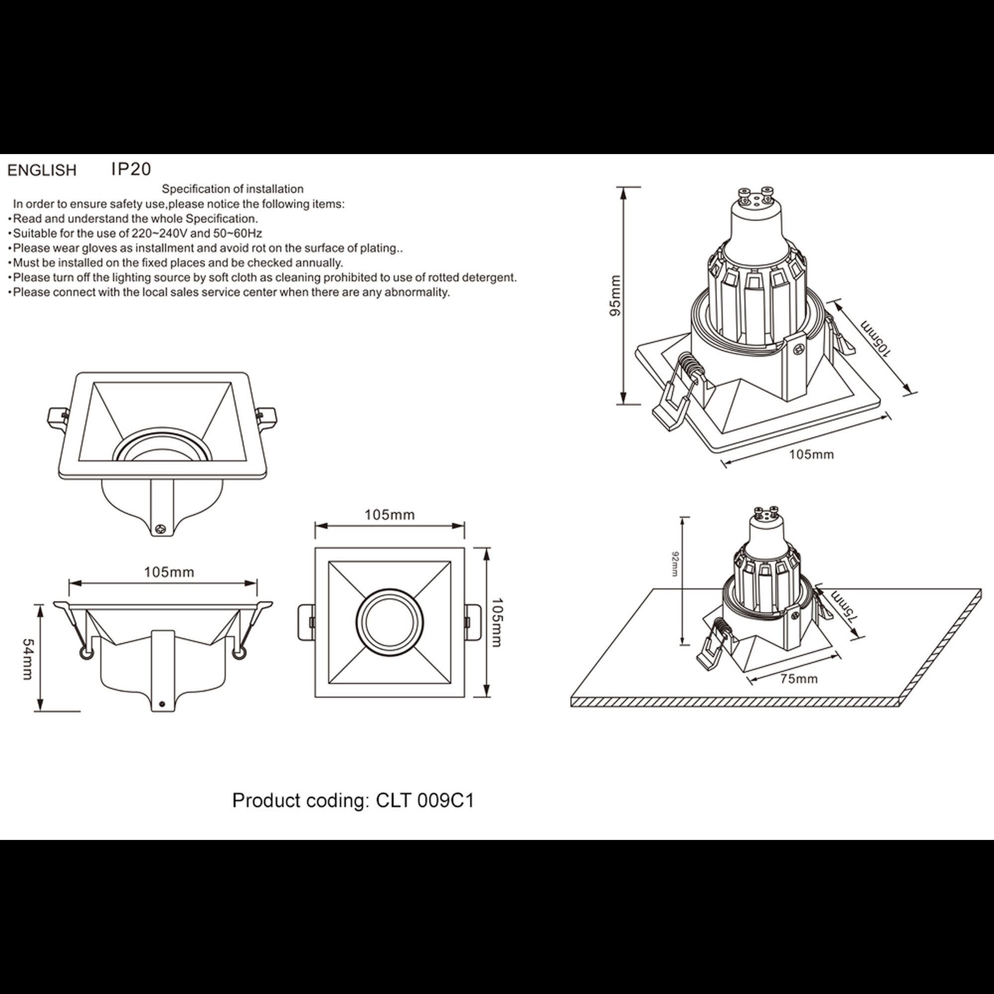 CRYSTAL LUX Светильник встраиваемый CLT 009C1 WH