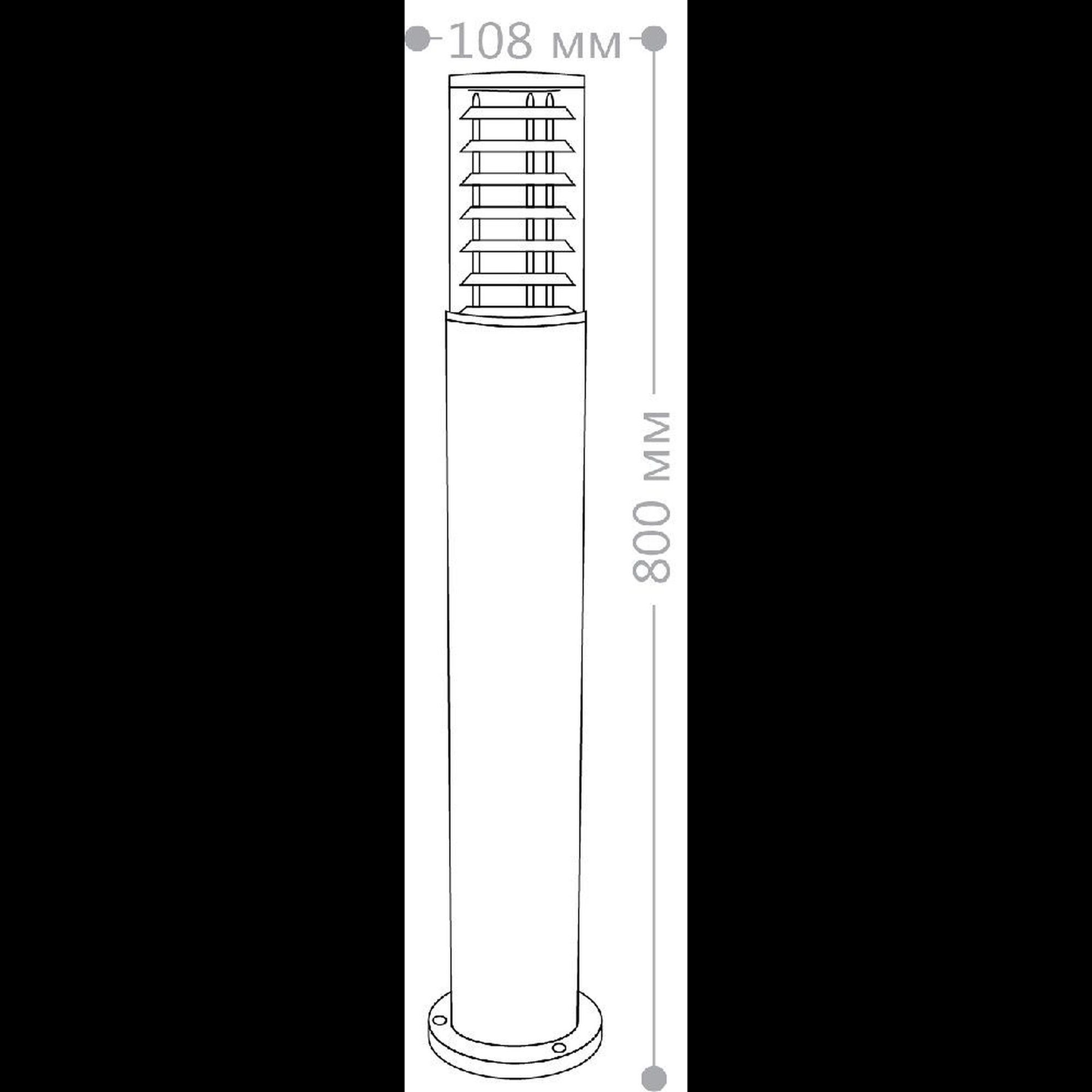 Светильник столбовой DH0805 230V без лампы E27,  800*108*108  столб серый Feron
