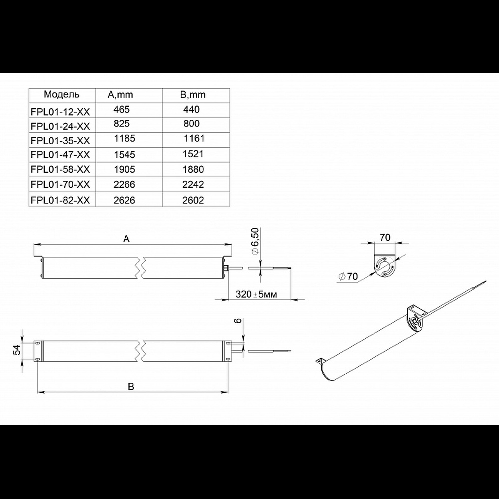 Светильник светодиодный FPL 01-47-850 (47 Вт, 6203 Лм, 1,5 m, 2,1 кг) Ферекс