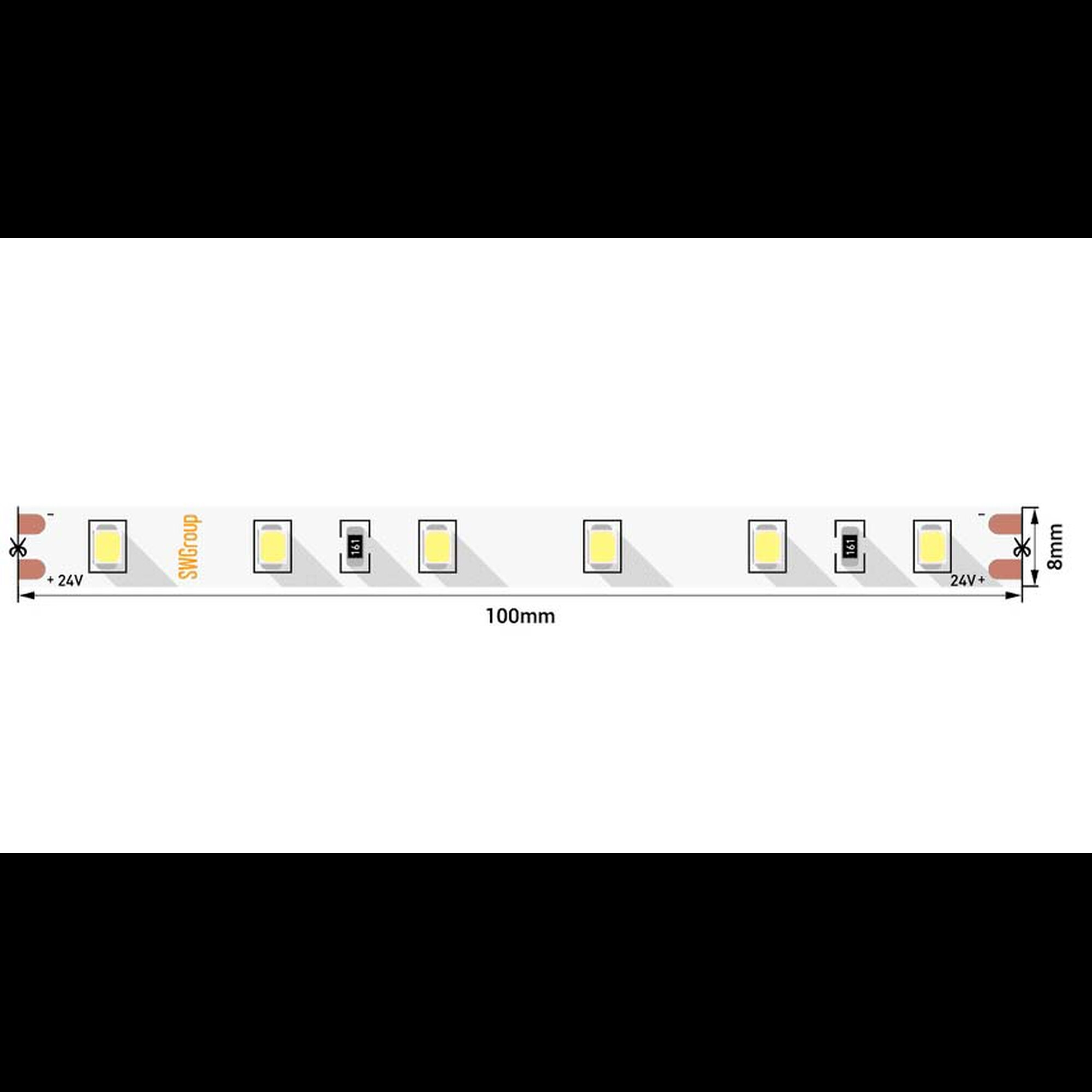 Лента светодиодная ПРО 2835, 60 LED/м, 4,8Вт/м, 24В, IP20, Цвет: Холодный белый (1метр) SWG