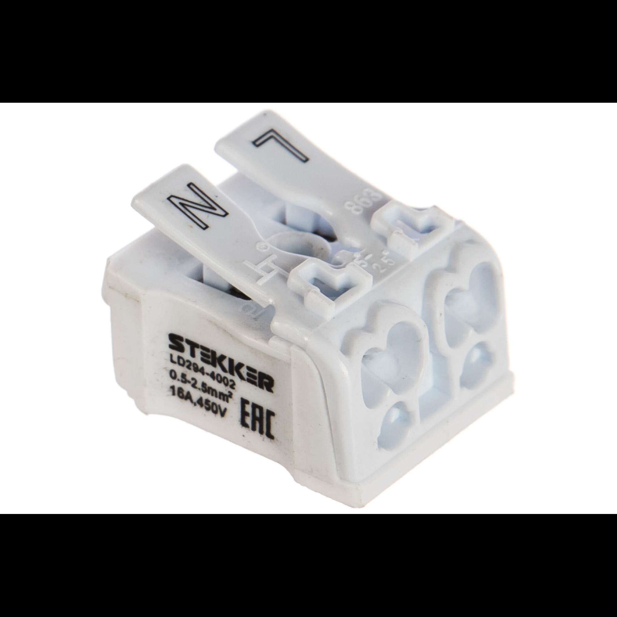 Клемма монтажная для фазных проводников, 2 контактные группы, LD294-4002 Feron