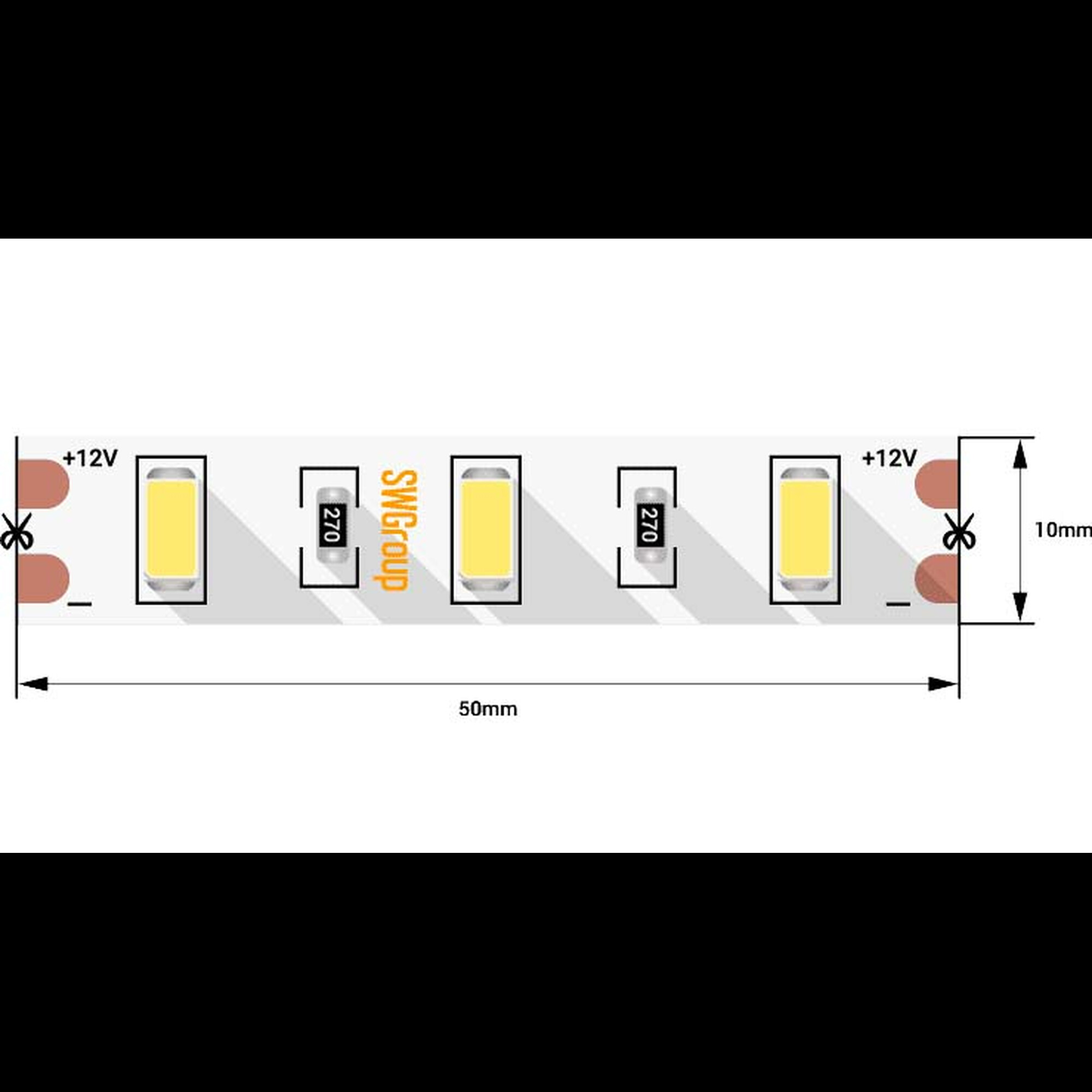 Лента светодиодная стандарт SMD5630 60LED/м 12Вт/м 12В IP20 Цвет: Теплый (1метр) SWG (распродажа)