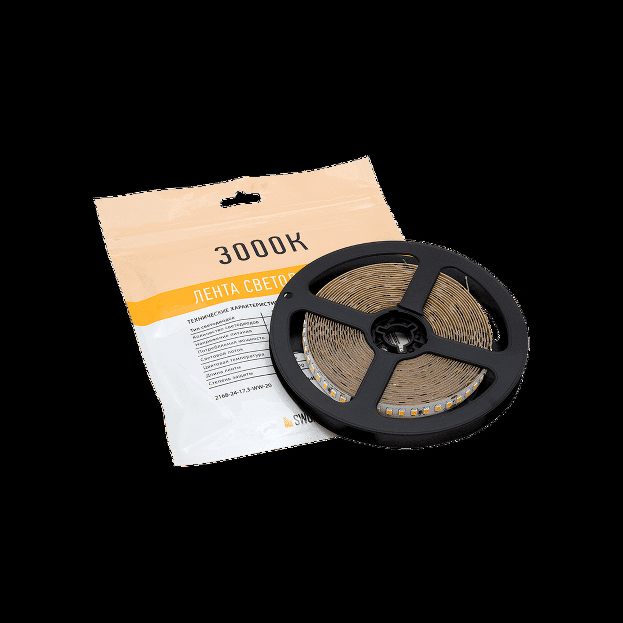 Лента светодиодная ПРО SMD2835 168LED/м 17,3Вт/м 24В IP20 Цвет:Тёплый белый (1метр) SWG