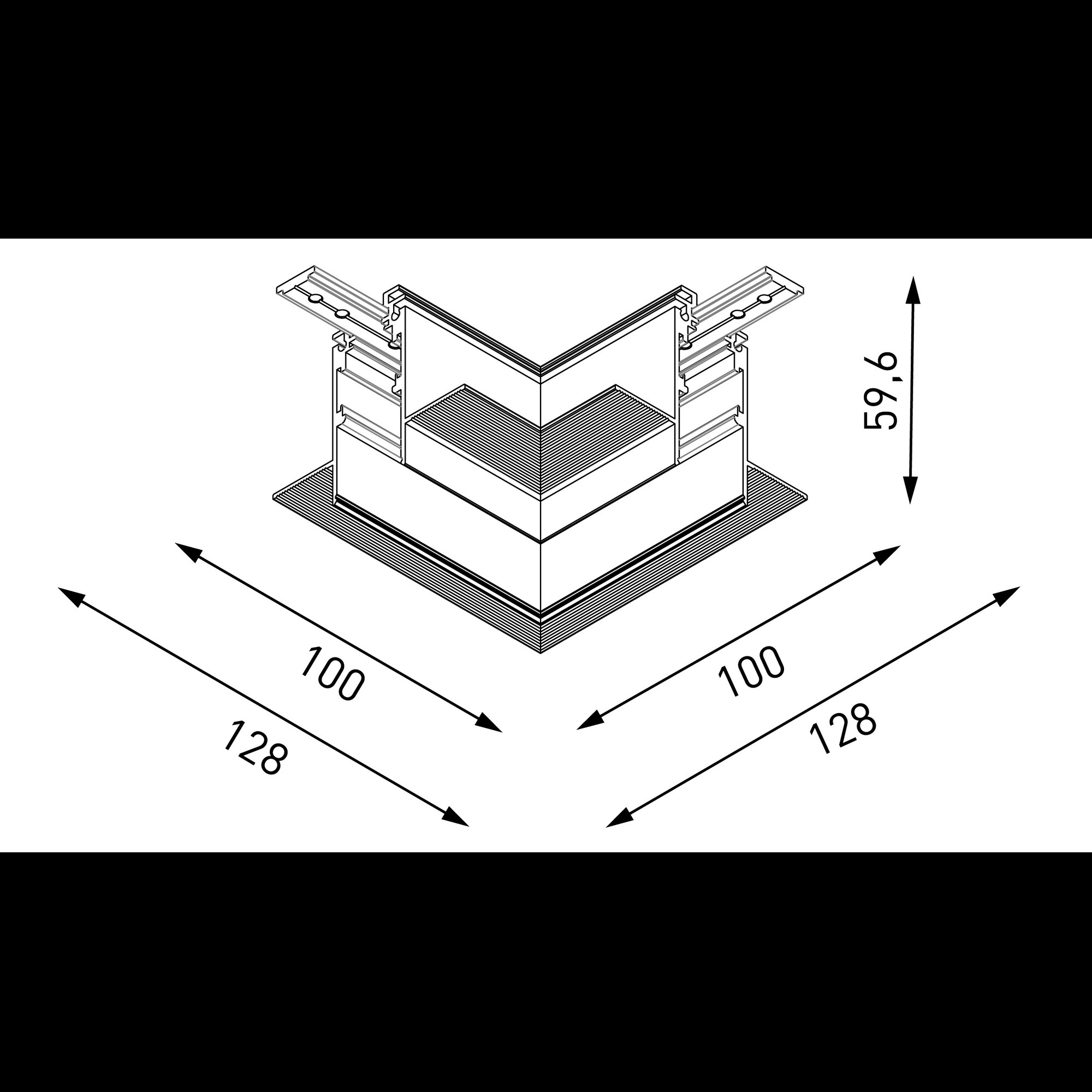 Коннектор угловой для встраиваемого глубокого шинопровода под гипсокартон, серия SY-LINK, Черный SWG