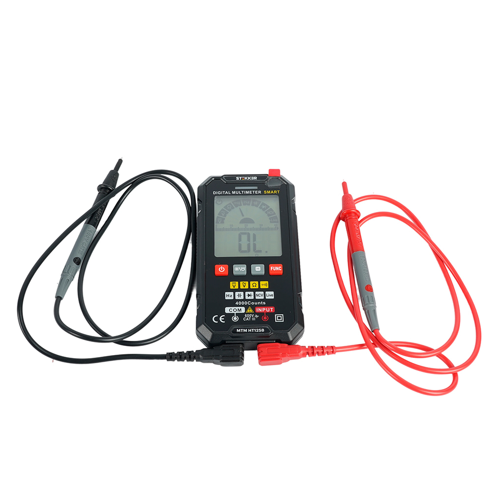 Мультиметр цифровой, 4000 отсчетов, 2 батареи тип ААА 1,5В, автоматический, черный Feron