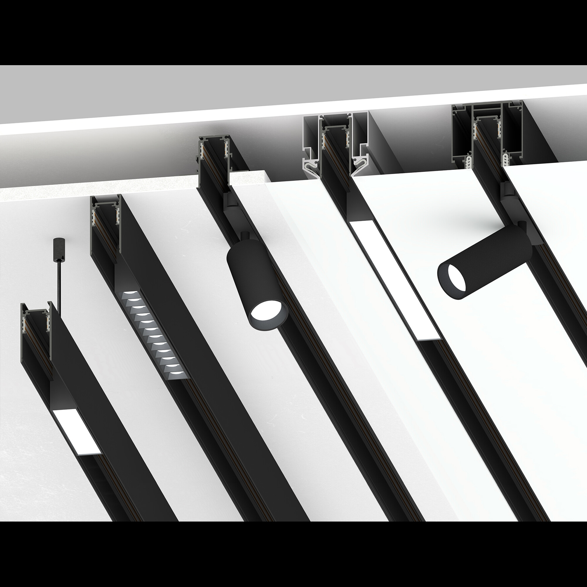 Шинопровод низковольтный накладной/подвесной Magnetic GL3318 WH белый IP20 48V Ambrella light