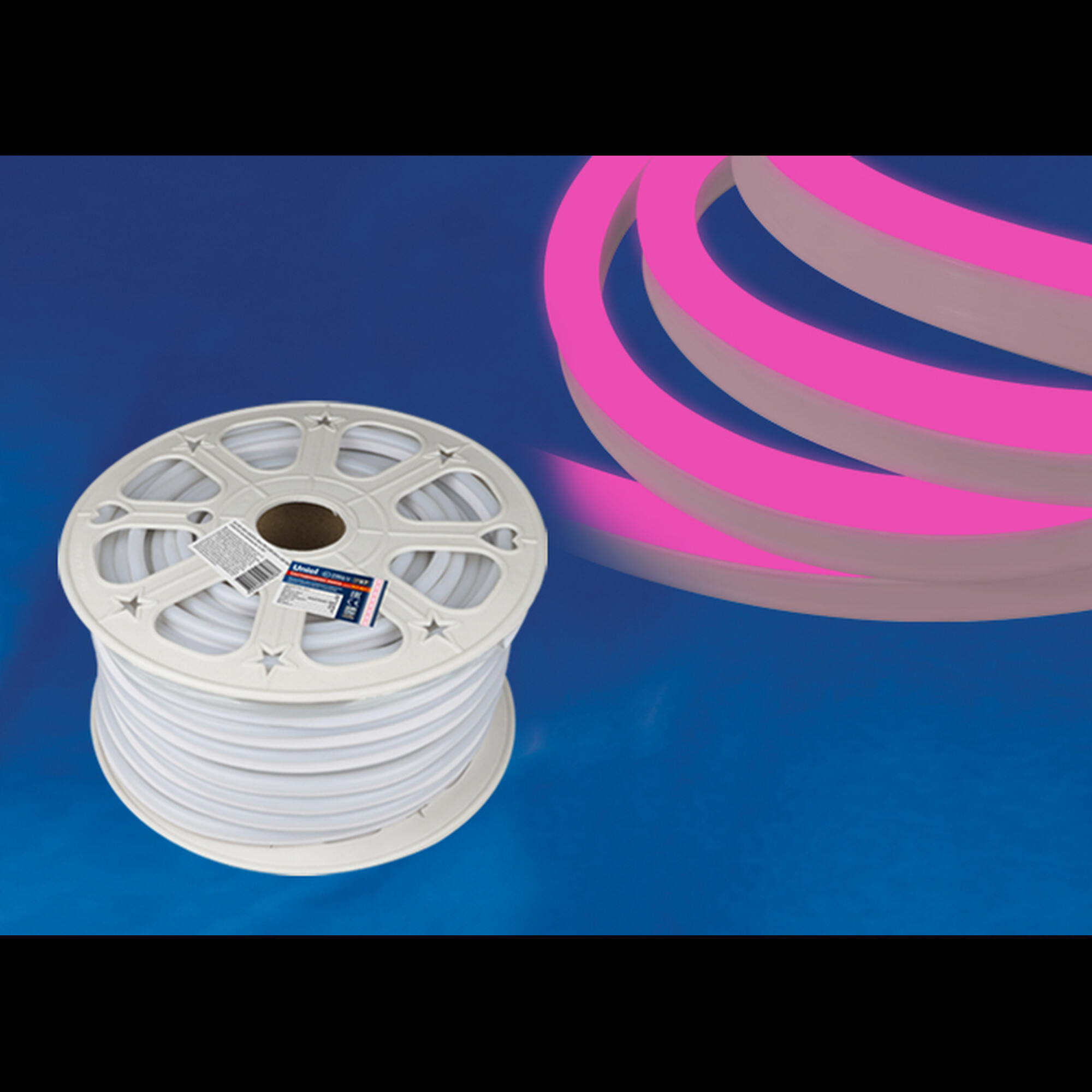 Неон гибкий ULS-N21-2835-120LED/m-8mm-IP67-220V-8W/m-50M-PINK бобина (1 метр) 50м. Uniel