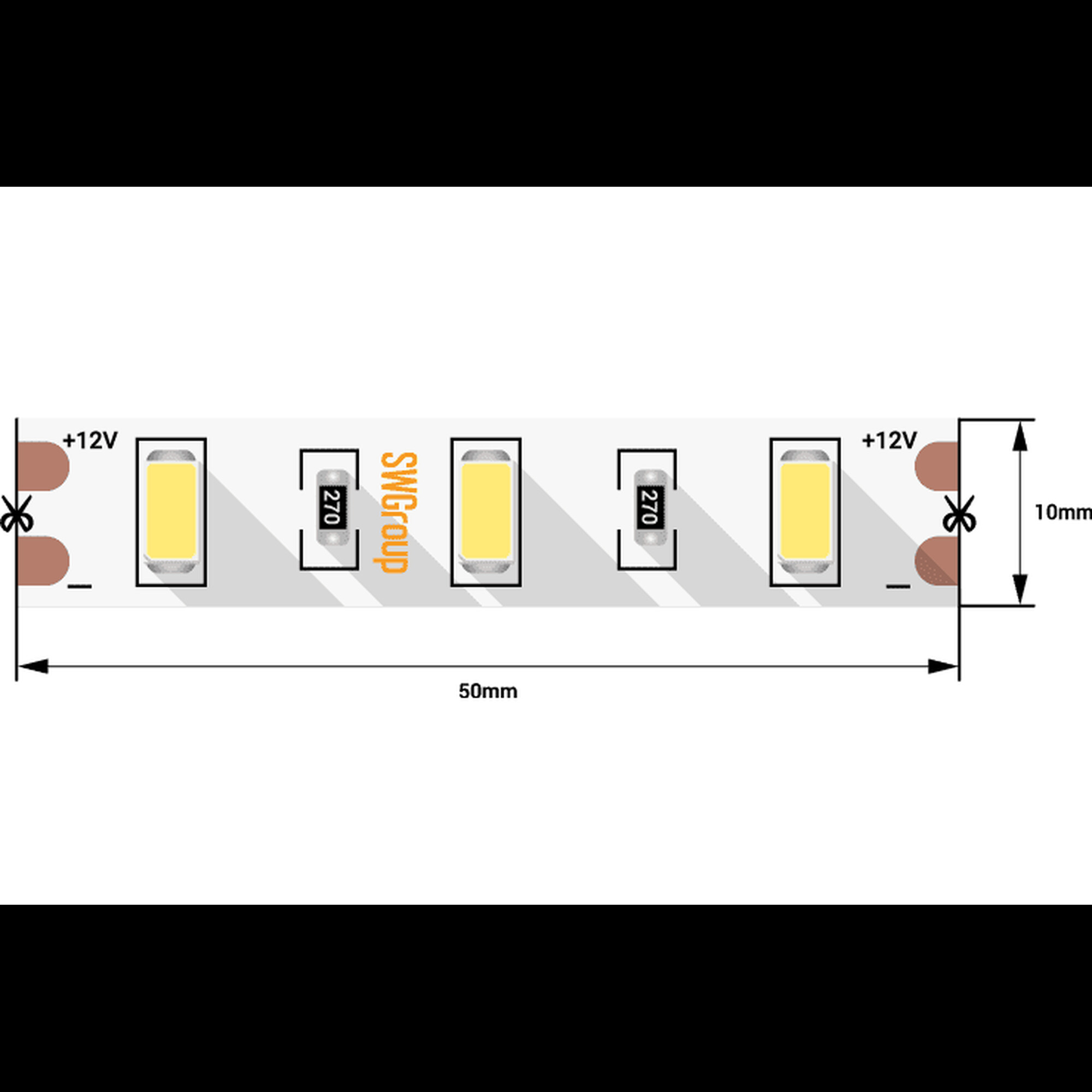 Лента светодиодная стандарт SMD5630 60LED/м 12Вт/м 12В IP20 Цвет:Теплый белый (1метр) SWG (распродажа) 