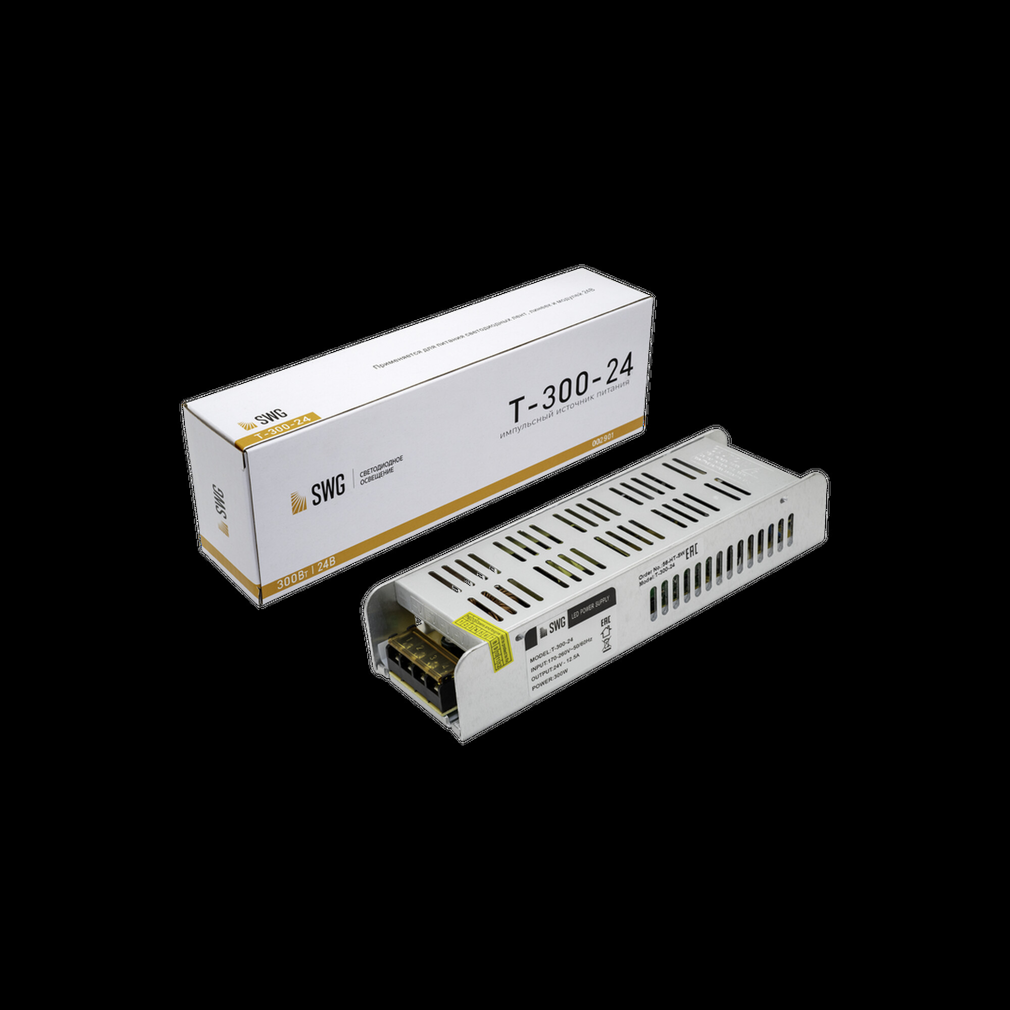 Блок питания компактный (узкий), 300 W, 24V SWG