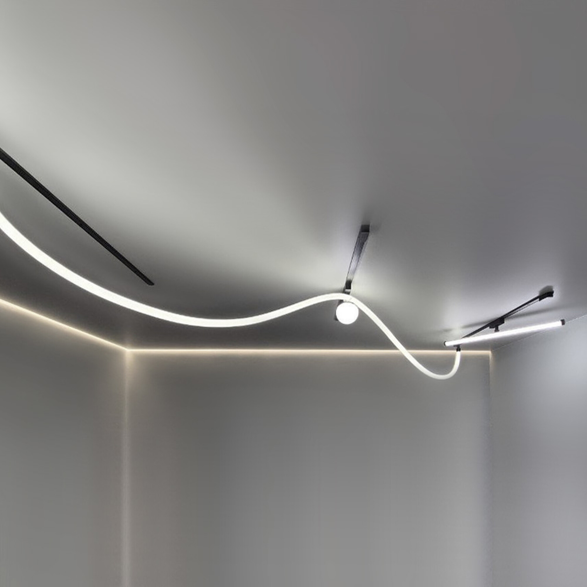 Светильник трековый однофазный магнитный подвесной Snake 48В 48Вт 4000К Чёрный 3года SignImpress