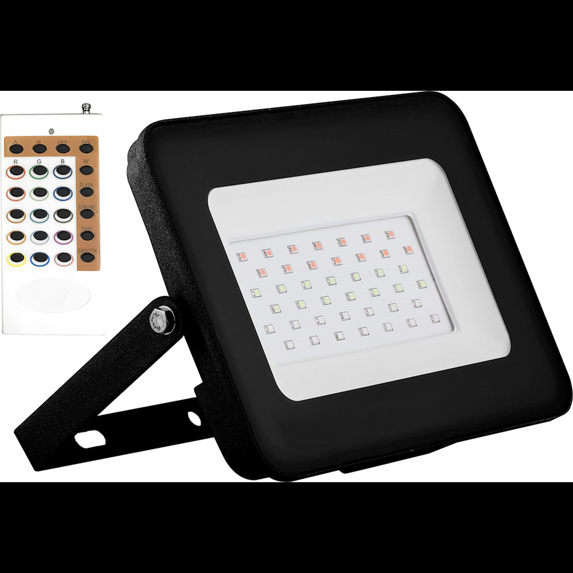Прожектор светодиодный LL-611 2835SMD 20W RGB с пультом ДУ AC220V/50Hz IP65, черный Feron