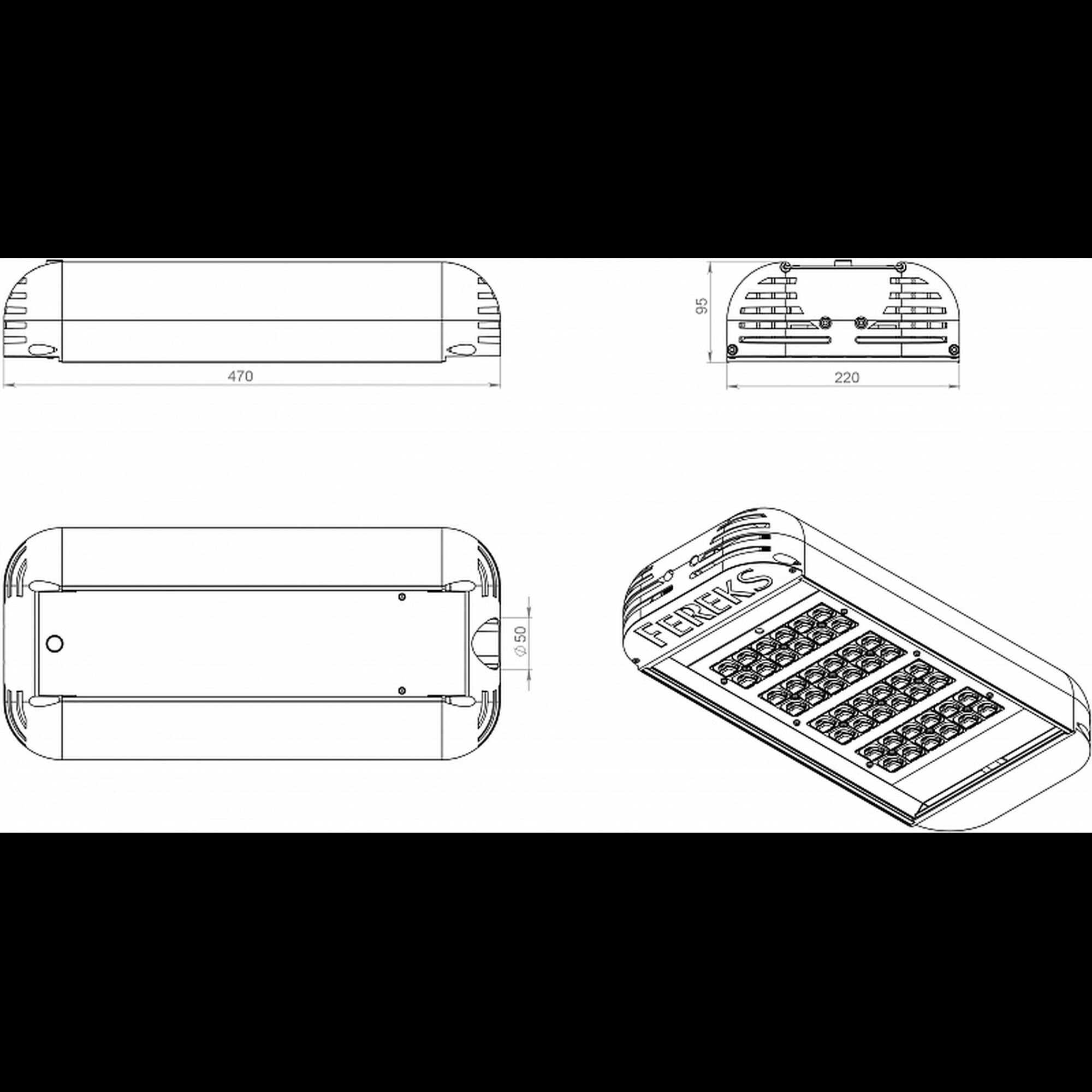 Светильник консольный ДКУ 07-104-850-Д120 (104 Вт, до 13509 Лм, 6 кг) Ферекс