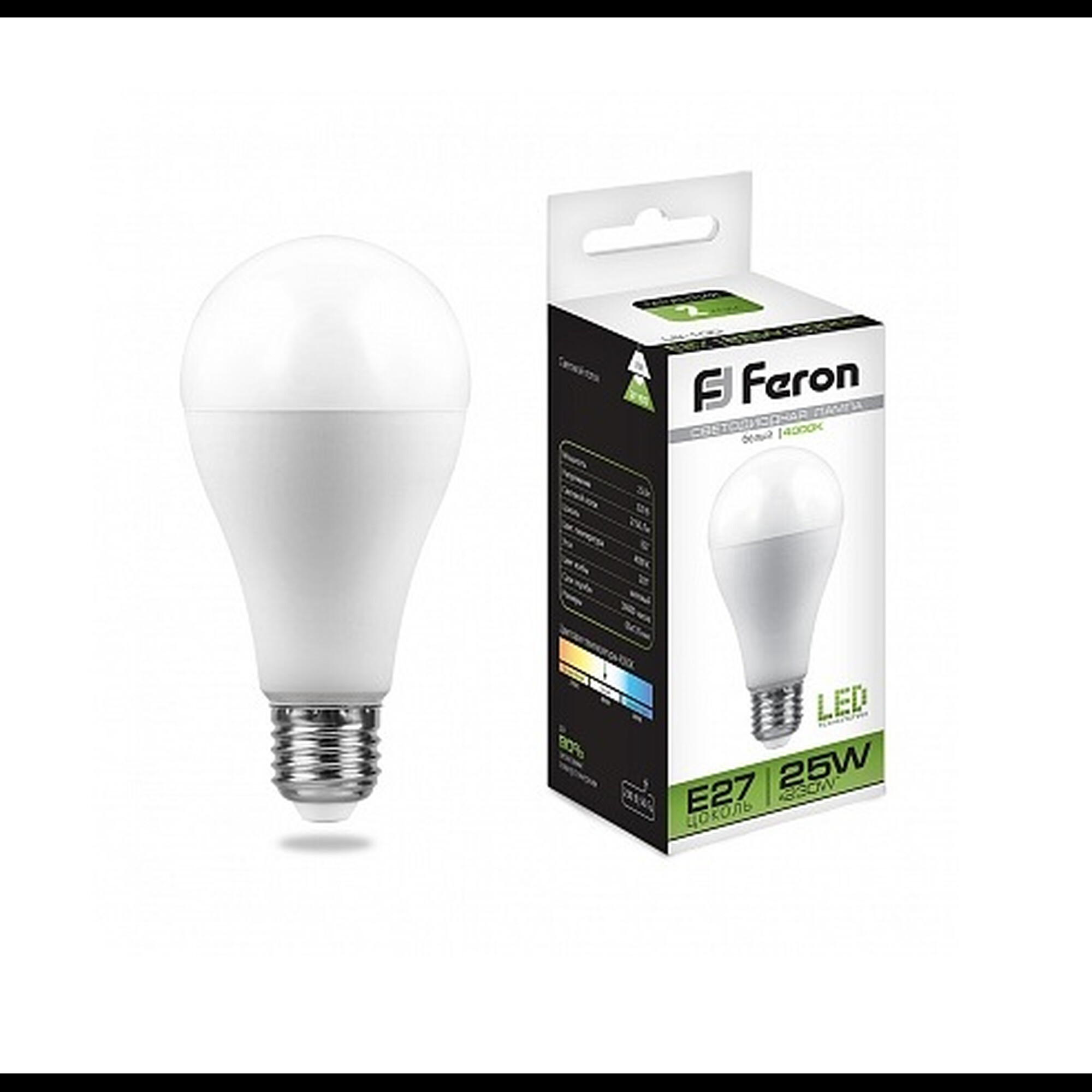 Лампа светодиодная LB-100 (25W) 230V E27 4000K A65 Feron