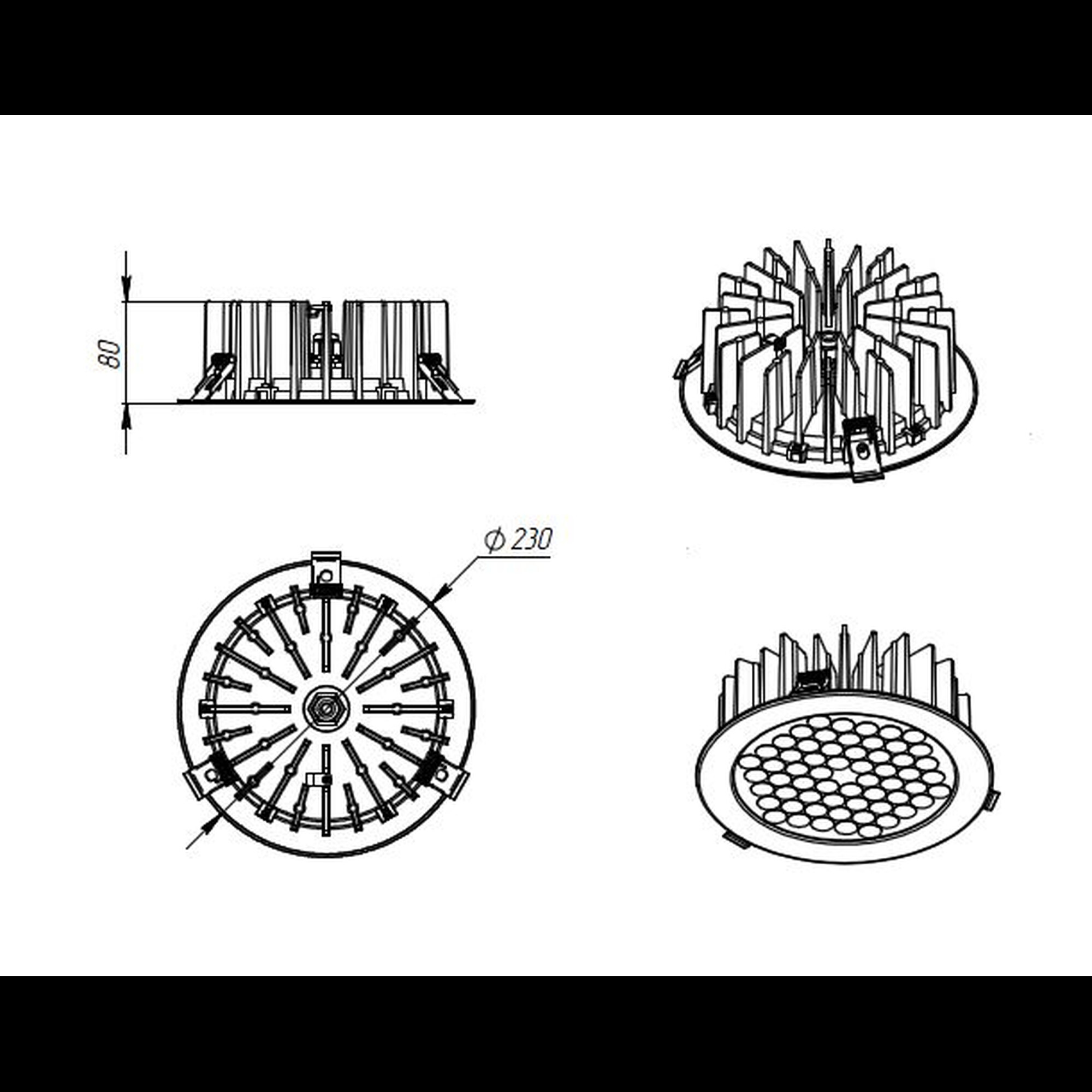 Светильник светодиодный ДВО 06-56-850-К40 (56 Вт, до 6389 Лм, 230х80, 1 кг) Ферекс
