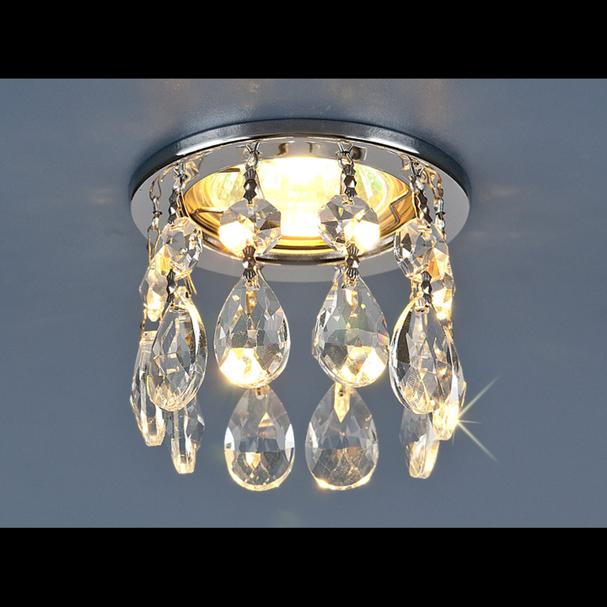 Светильник встраиваемый 2055 MR16 хром/прозрачный хрусталь капля Elektrostandard (распродажа)