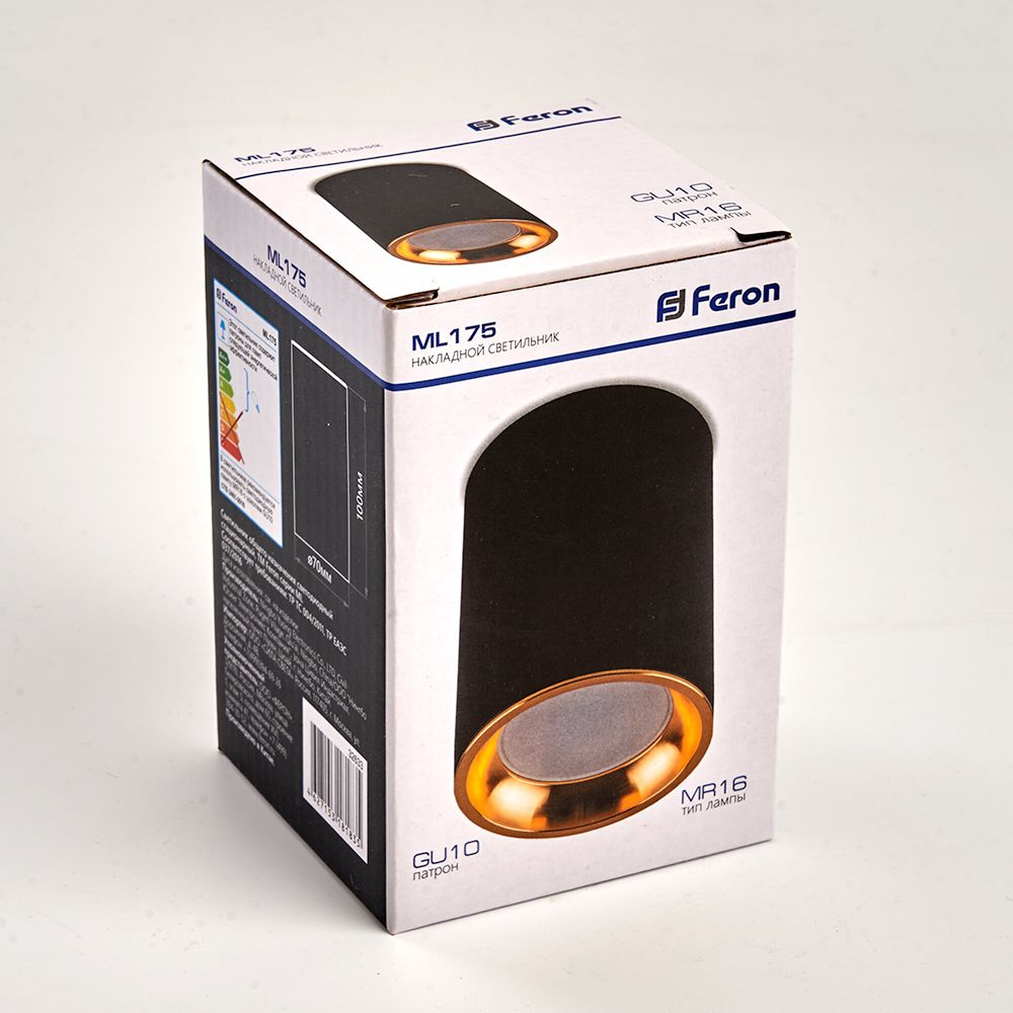 Светильник потолочный ML175 MR16 GU10 35W 230V, черный, золото Feron