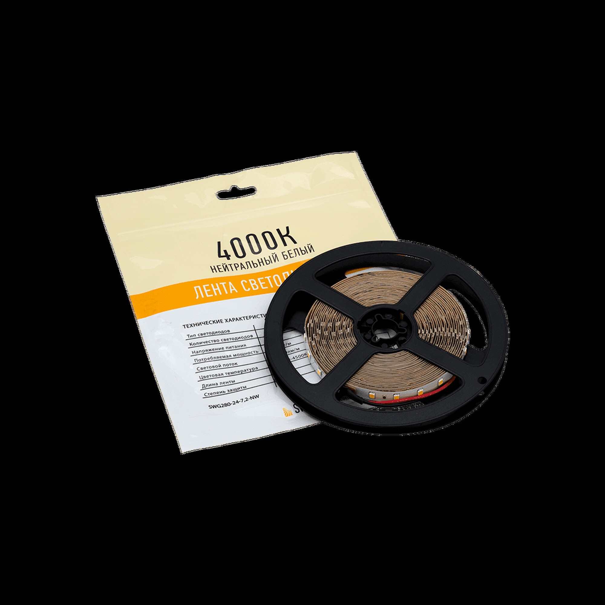 Лента светодиодная ПРО SMD2835 80LED/м 7,2Вт/м 24В IP20 Цвет:Нейтральный белый (1метр) SWG