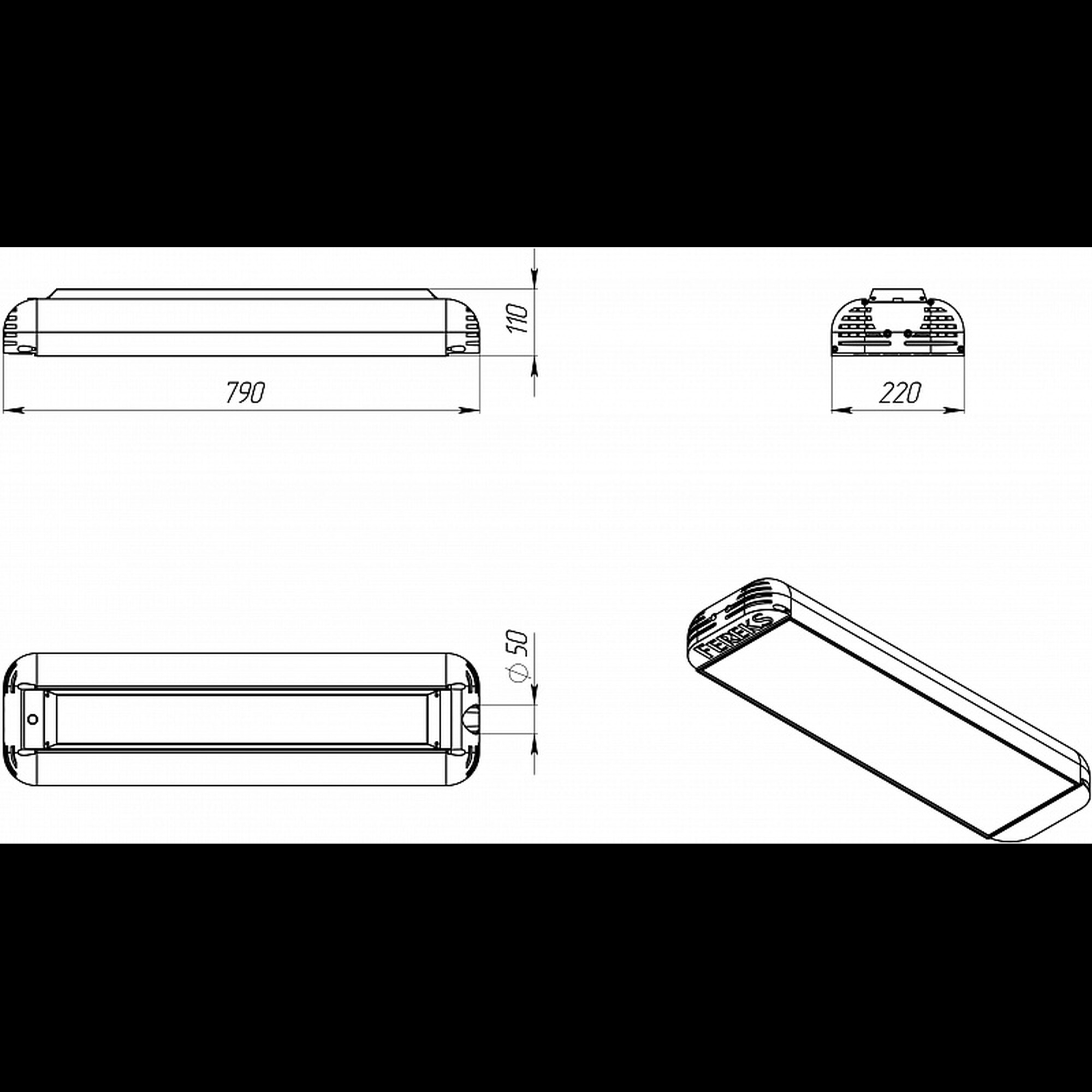 Светильник консольный ДКУ 07-260-850-Д120 (260 Вт, до 33775 Лм, 11,5 кг) Ферекс