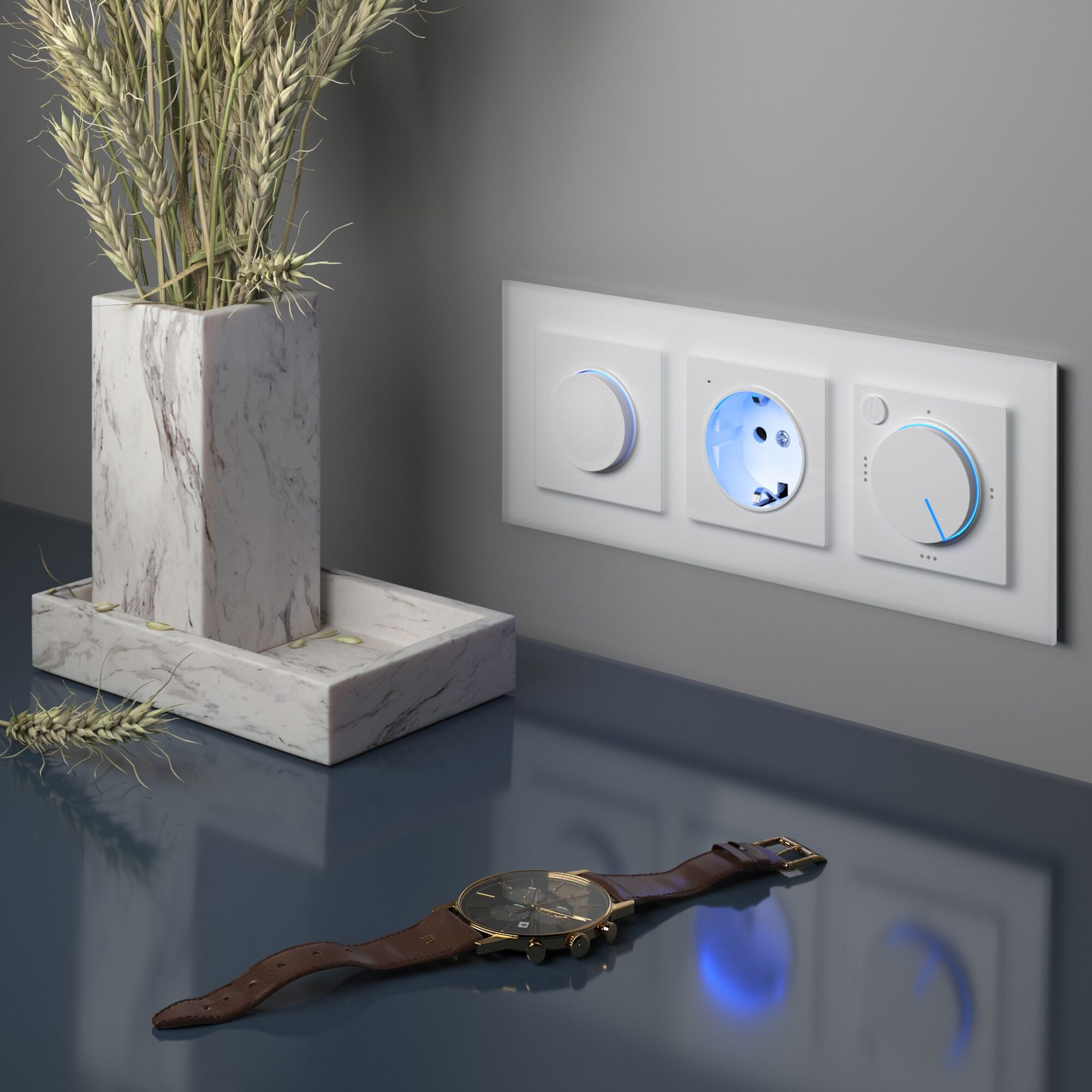 Розетка с подсветкой (белая) / W1171401 (распродажа)