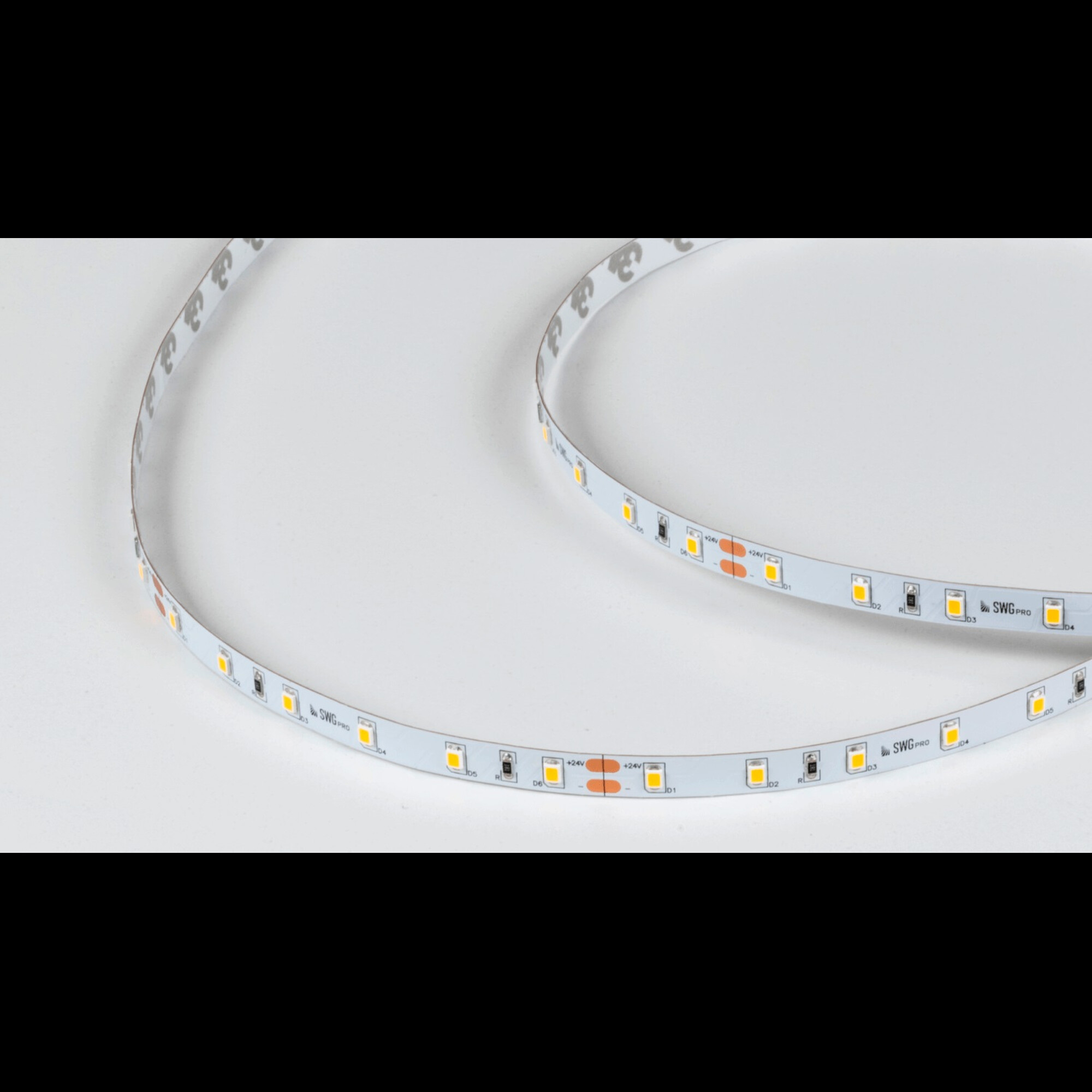 Лента светодиодная ПРО 2835, 60 LED/м, 4,8 Вт/м, 24В , IP20, Цвет: Теплый белый SWG 