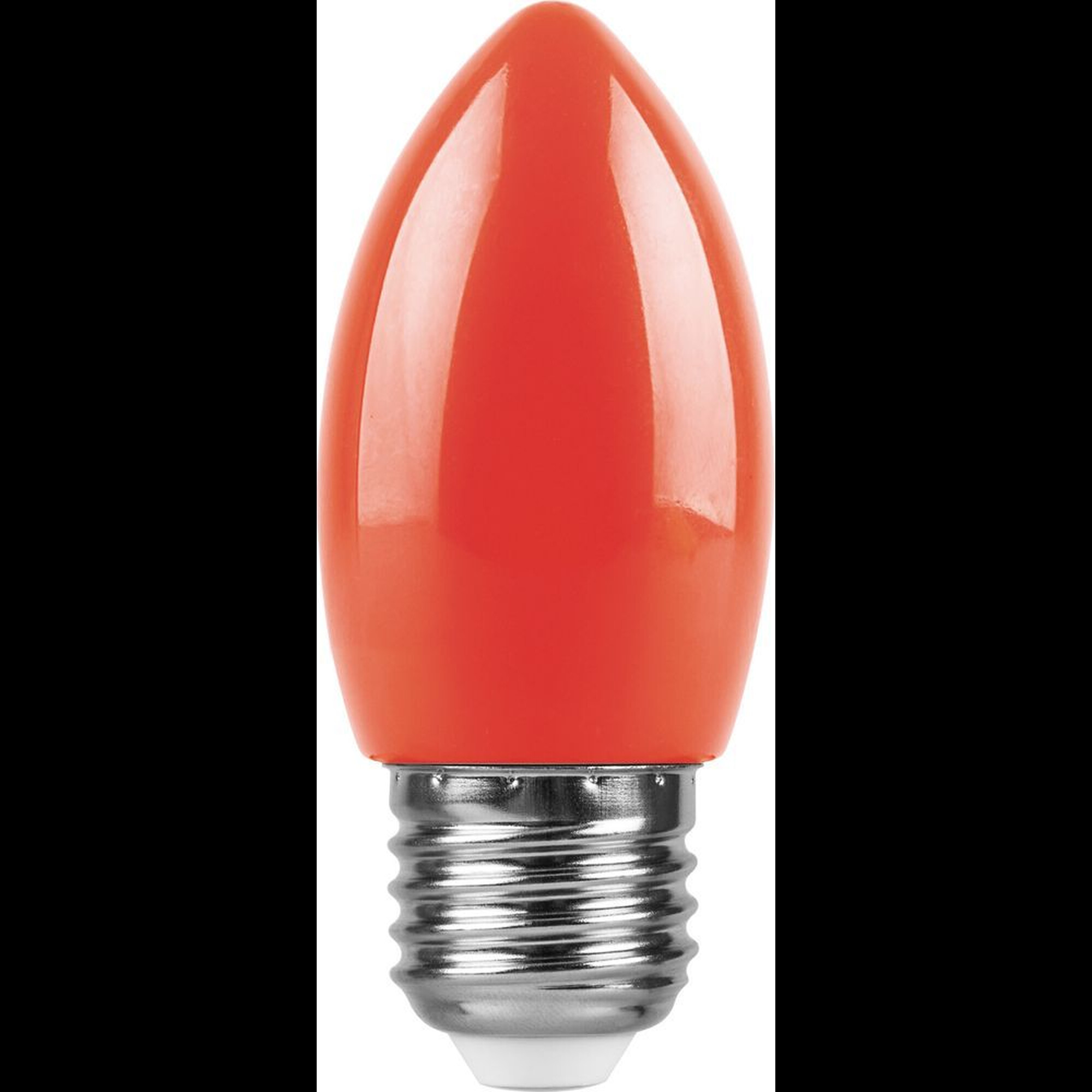 Лампа светодиодная, (1W) 230V E27 красный C35, LB-376 Feron