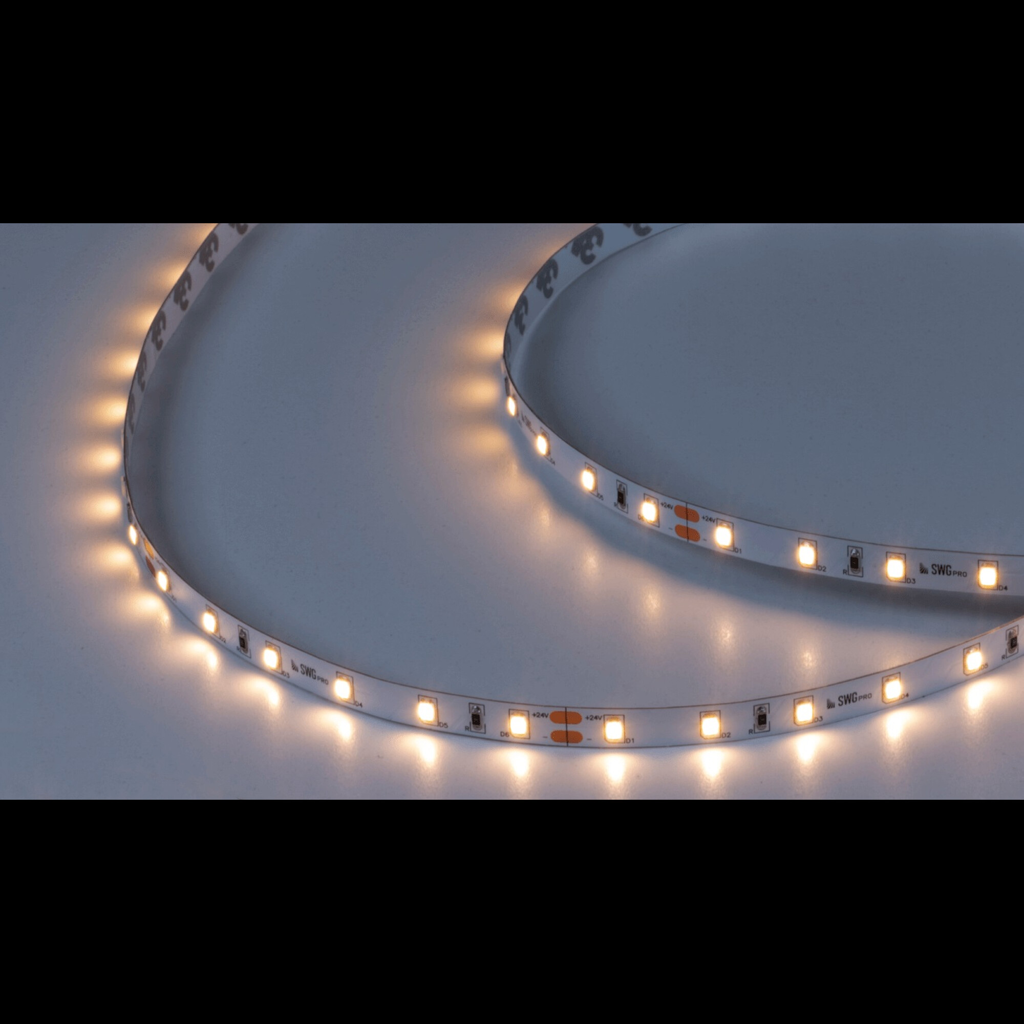 Лента светодиодная ПРО 2835, 60 LED/м, 4,8 Вт/м, 24В , IP20, Цвет: Теплый белый SWG 