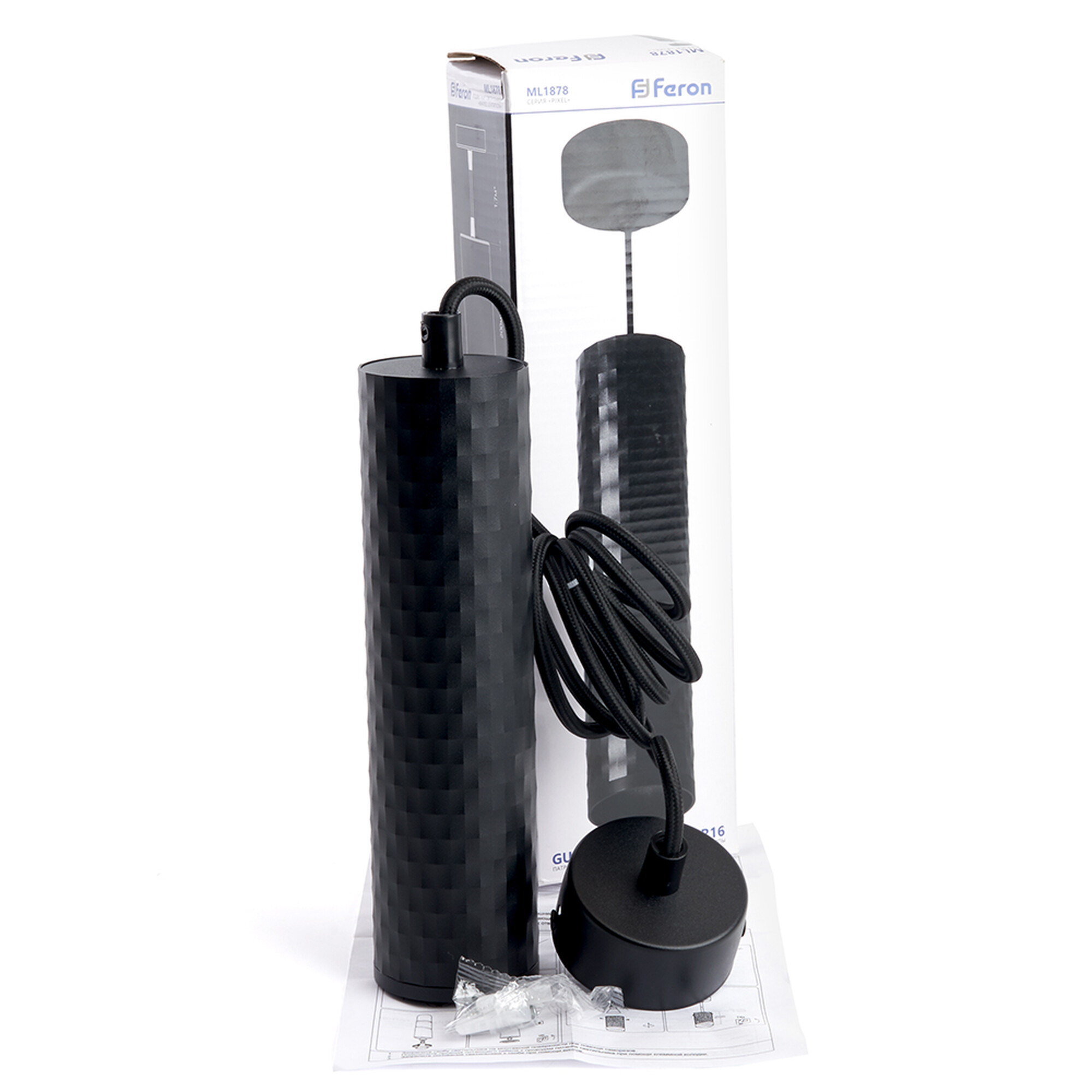 Светильник потолочный на подвесе MR16 35W 230V, чёрный D55*H200 ML1878 Feron