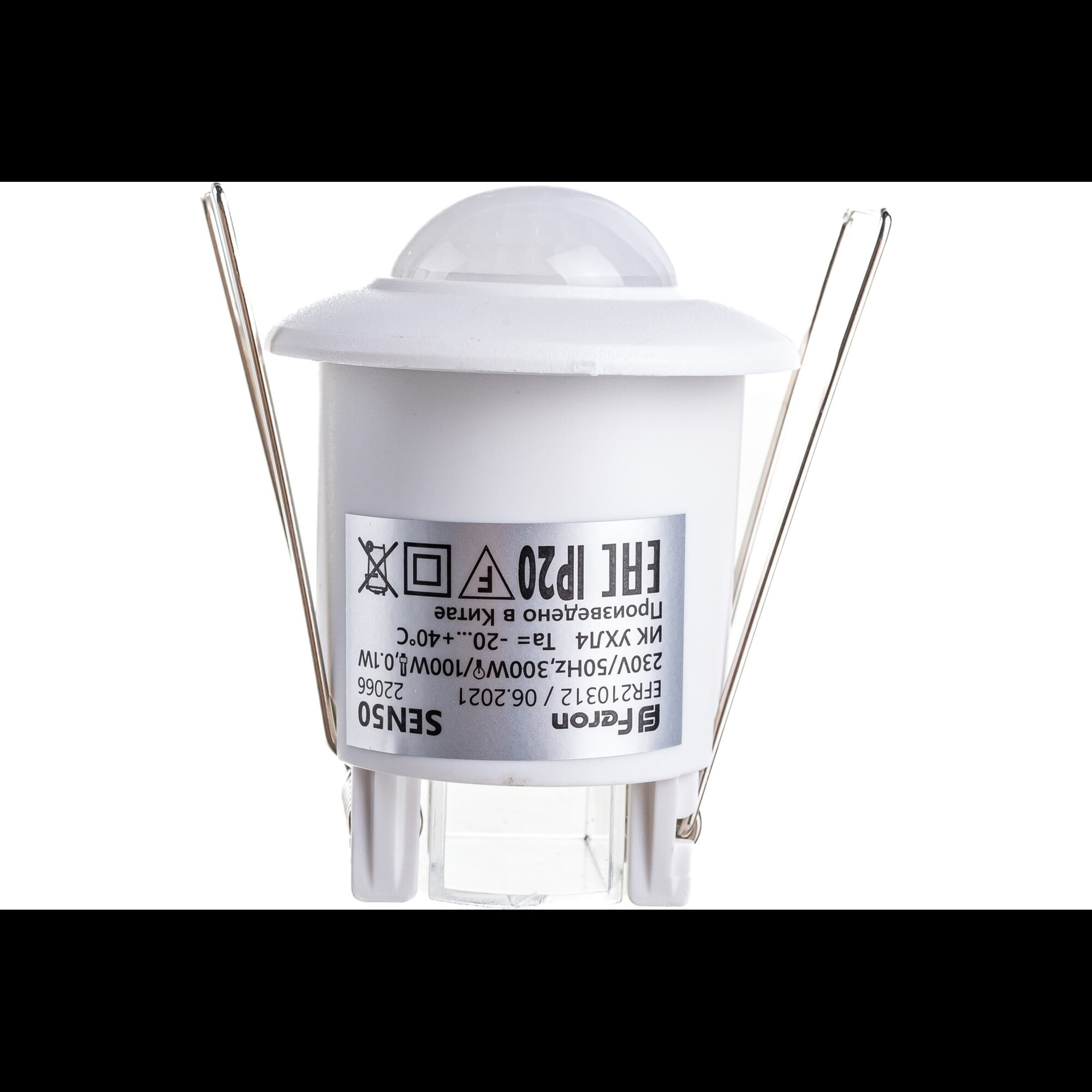 Датчик движения и освещенности 500W 6m 360° белый, SEN50, Feron