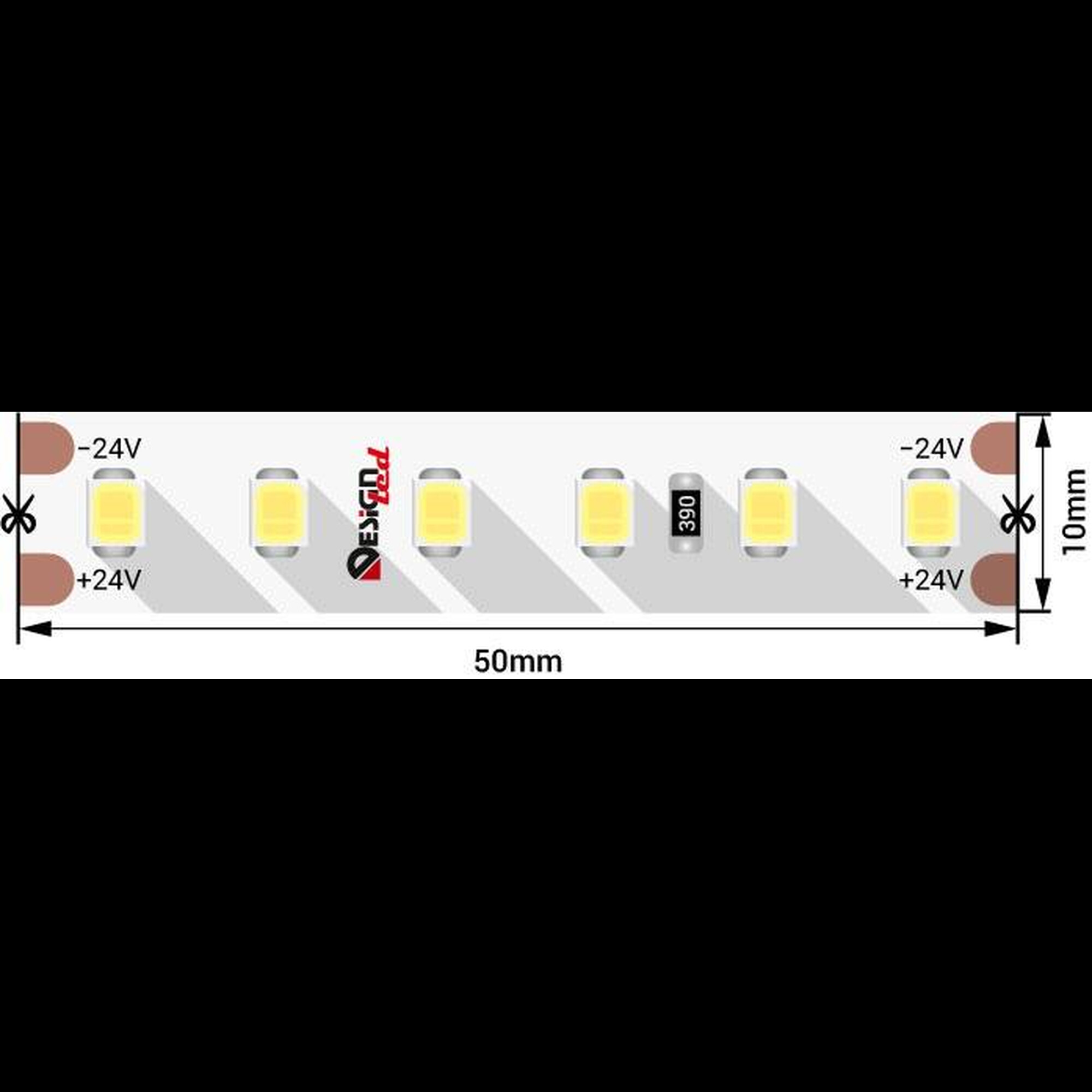 Лента светодиодная LUX2835 120LED/м 14,4Вт/м 24В IP33 Цвет:Холодный белый (6000K) (1метр) SWG