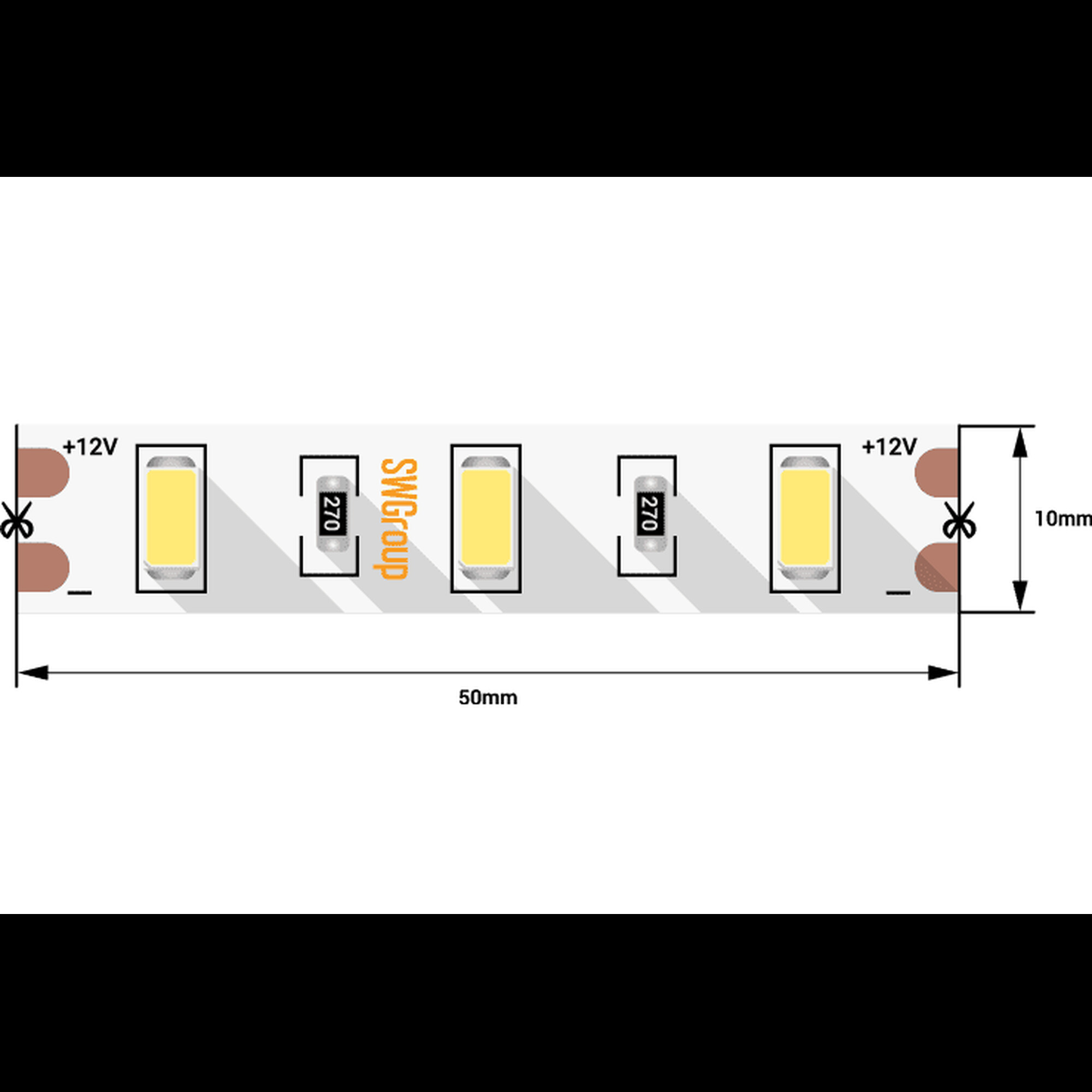 Лента светодиодная стандарт SMD5630 60LED/м 12Вт/м 12В IP20 Цвет:Холодный белый (1метр) SWG (распродажа)