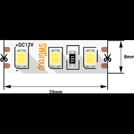 Лента светодиодная стандарт SMD2835 120LED/м 9,6Вт/м 12В IP66 Цвет:Холодный (1метр) 3М SWG