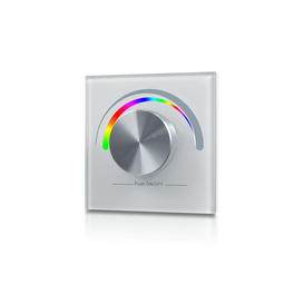 Панель радио W-RGB (W) встраиваемая в стену с валкодером на 1 зону  для RGB ленты, белая SWG
