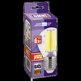 Лампа светодиодная декоративная PLED OMNI G45 6w E27 4000K CL Jazzway