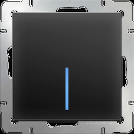 Выключатель одноклавишный с подсветкой (черный матовый) / W1110108 (распродажа)