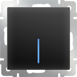 Выключатель одноклавишный с подсветкой (черный матовый) / W1110108 (распродажа)