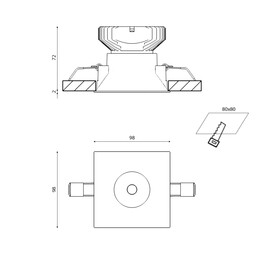 Корпус светильника встраиваемый квадрат COMBO 3, черный, IP20 SWG
