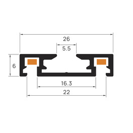 Шинопровод 1фаза накладной Ultra Thin 24/48В для магнитных треков Чёрный 3м SignImpress