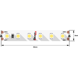 Лента светодиодная LUX3528 120LED/м 9,6Вт/м 24В IP33 Цвет:Холодный белый (6000K) (1метр) SWG